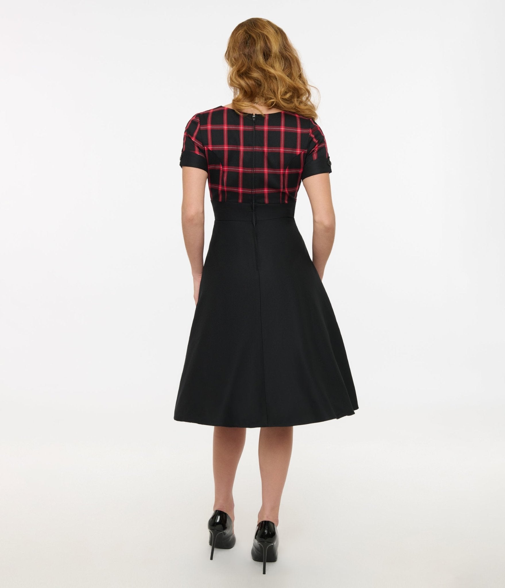 Hell Bunny 1950s Red & Black Tartan Janine Swing Dress