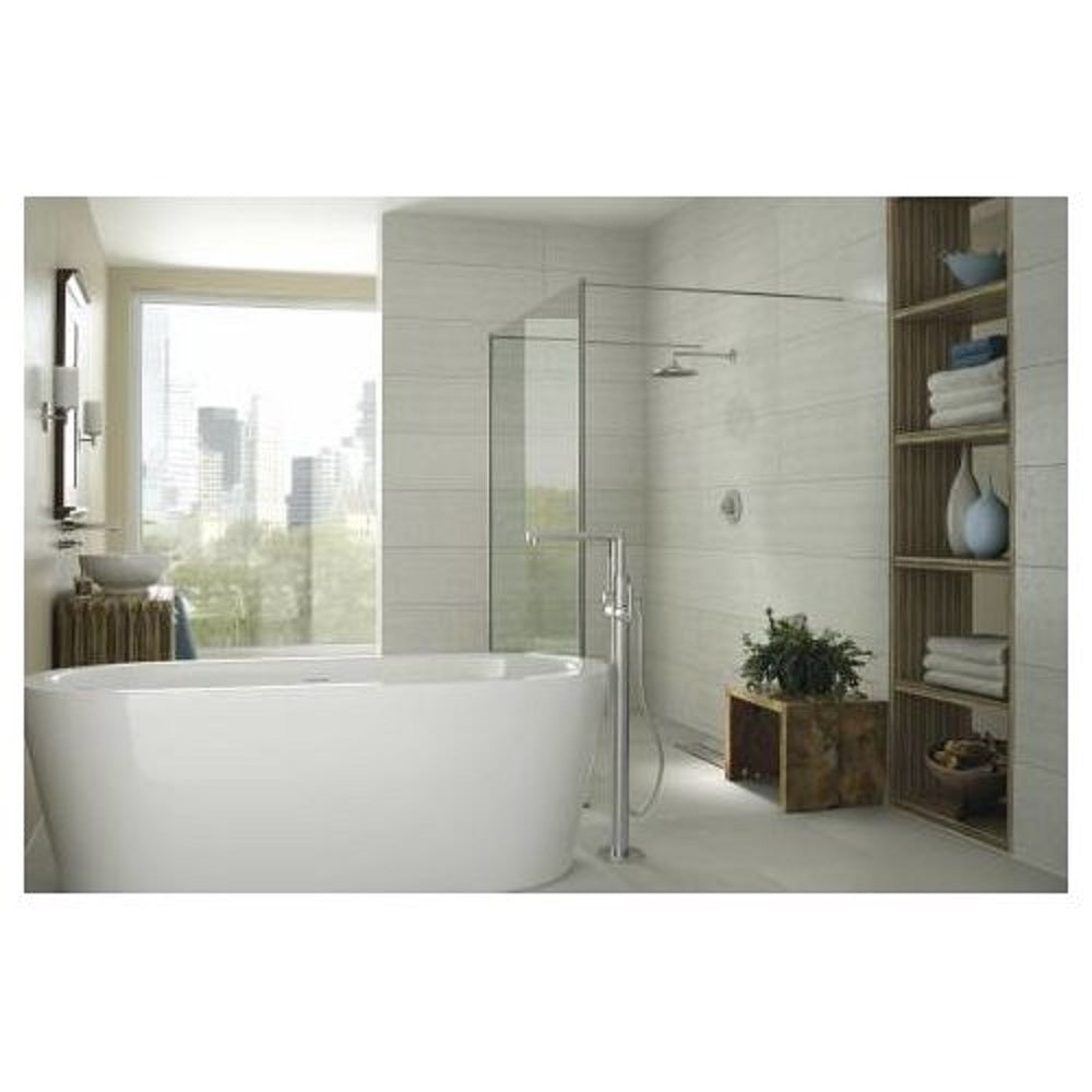 Moen S93005 Arris Floor Mounted One-Handle Tub Filler with Hand Shower and Tub Risers, Chrome