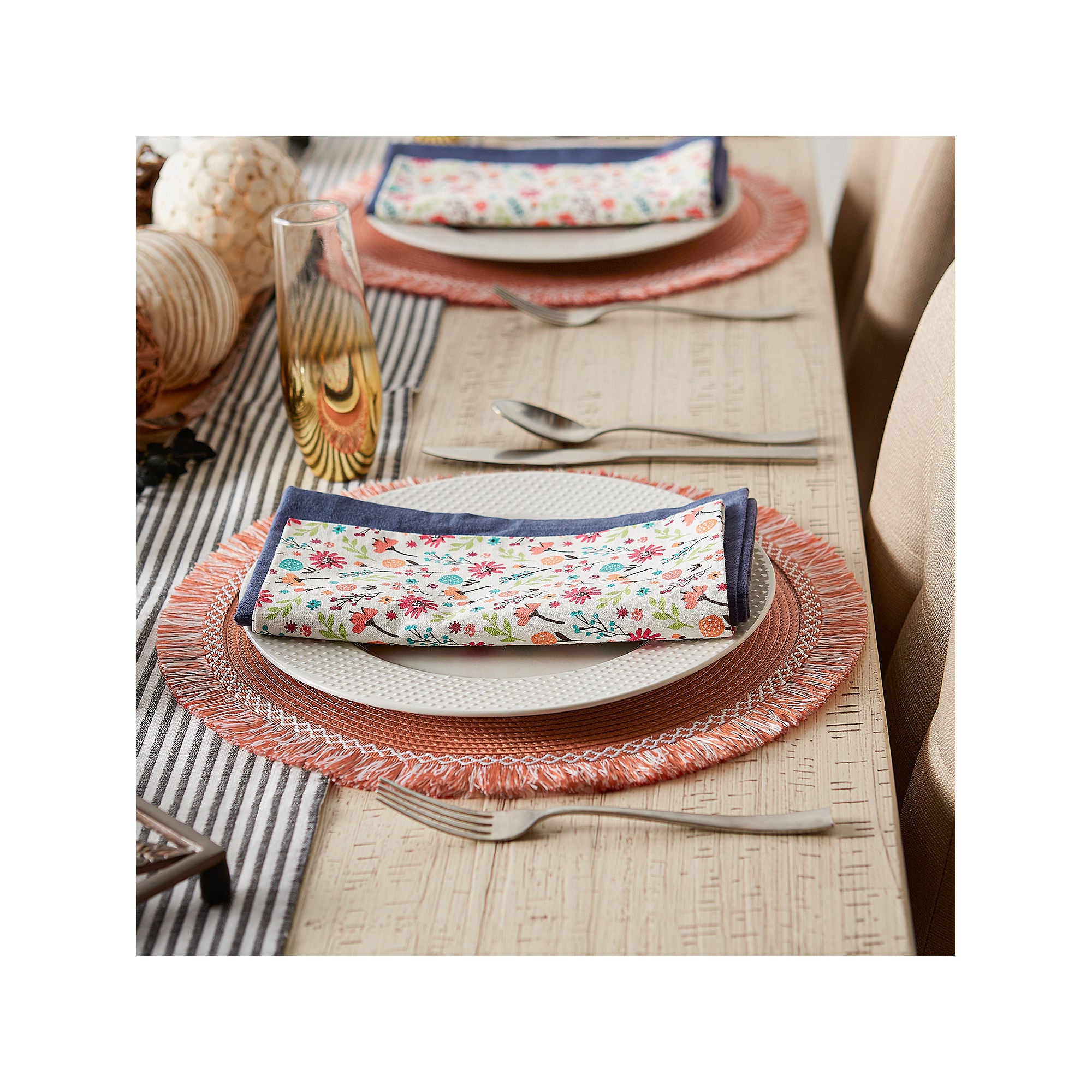 Design Imports Spice Round Fringed 6-Pc. Placemats - SPICE ONE SIZE