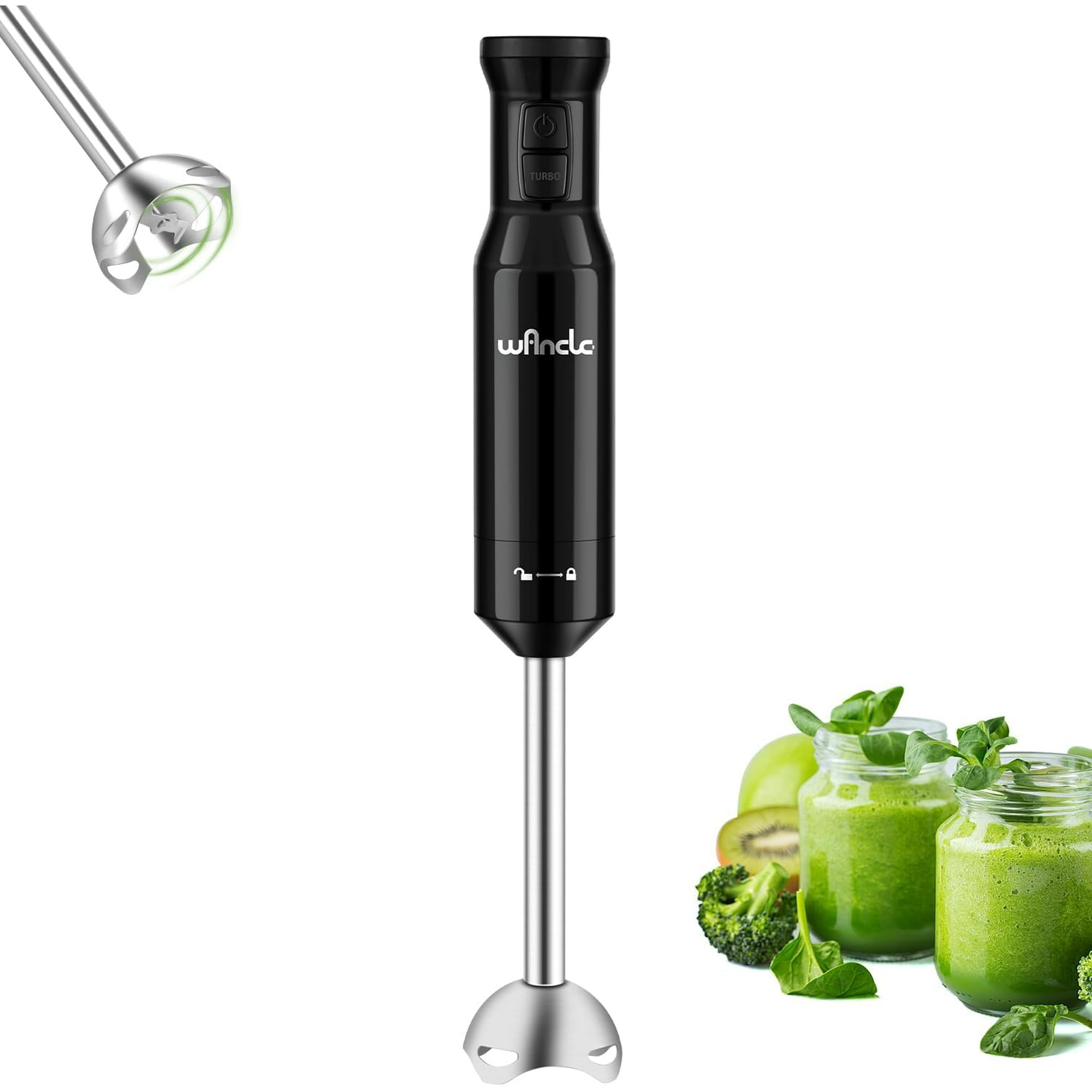 Wancle HB-6008 Handheld Blender, Electric Hand Blender with Turbo Mode