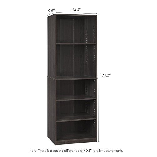 FURINNO Jaya Simple Home 5-Shelf Bookcase, White