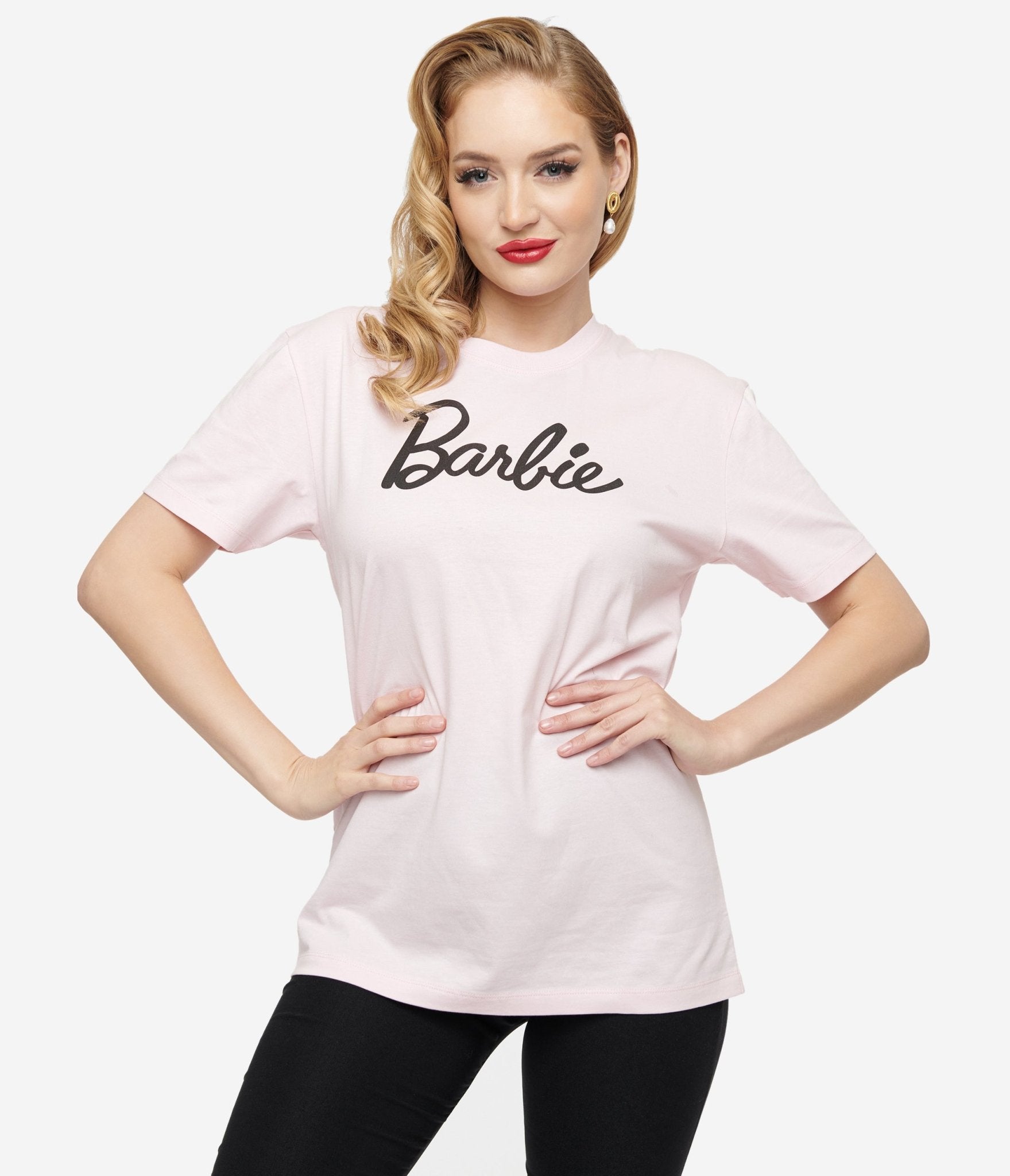 Barbie x Unique Vintage Baby Pink Barbie Logo Unisex Graphic Tee