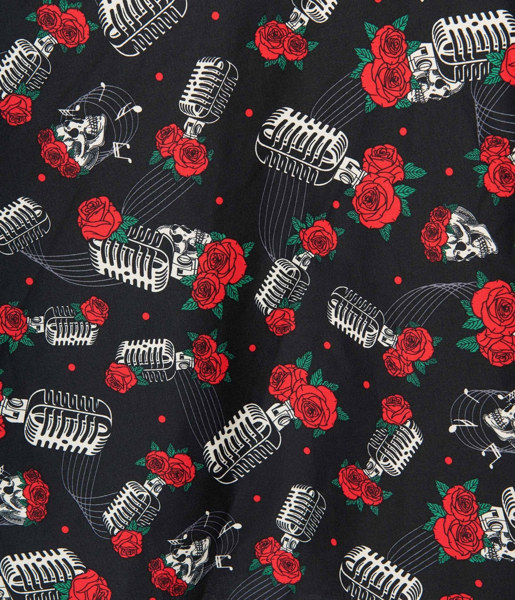 Black & Skull Rose Swing Skirt