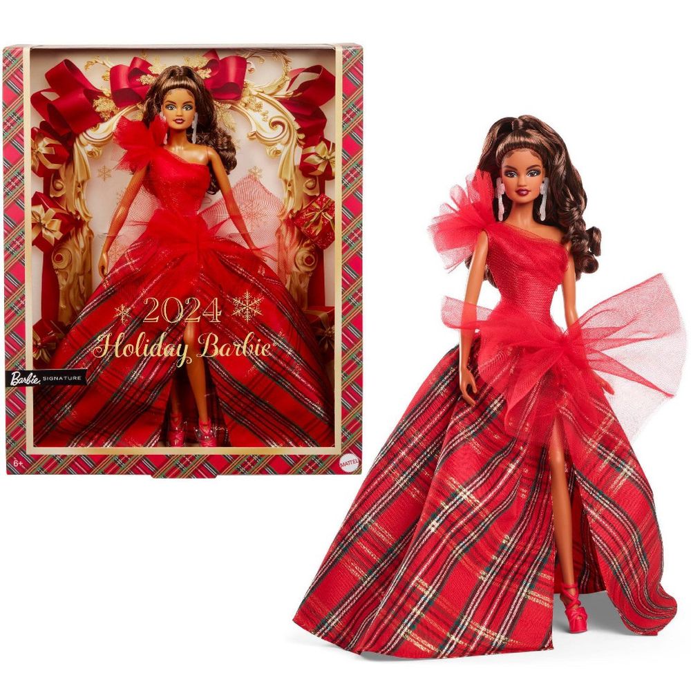 MATTEL 89979756 Barbie 2024 Holiday Barbie Dolls, Seasonal Collector Gift, Barbie Signature, Plaid Gown with Red Bow