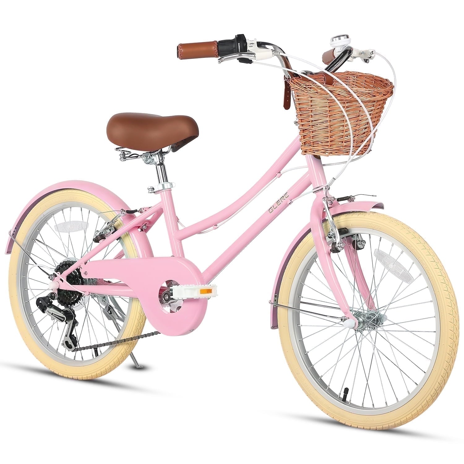 Glerc BG1024YS20pk Missy 20 Girl Bicycle for Youth Over 6 Years Old Kids, Teenager with Wicker Basket, Pink