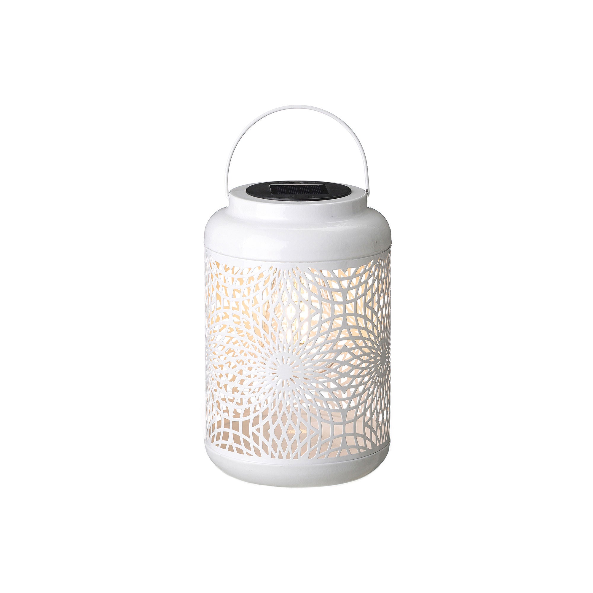 Glitzhome 8.75 White Metal Cutout Outdoor Lantern - BLACK ONE SIZE