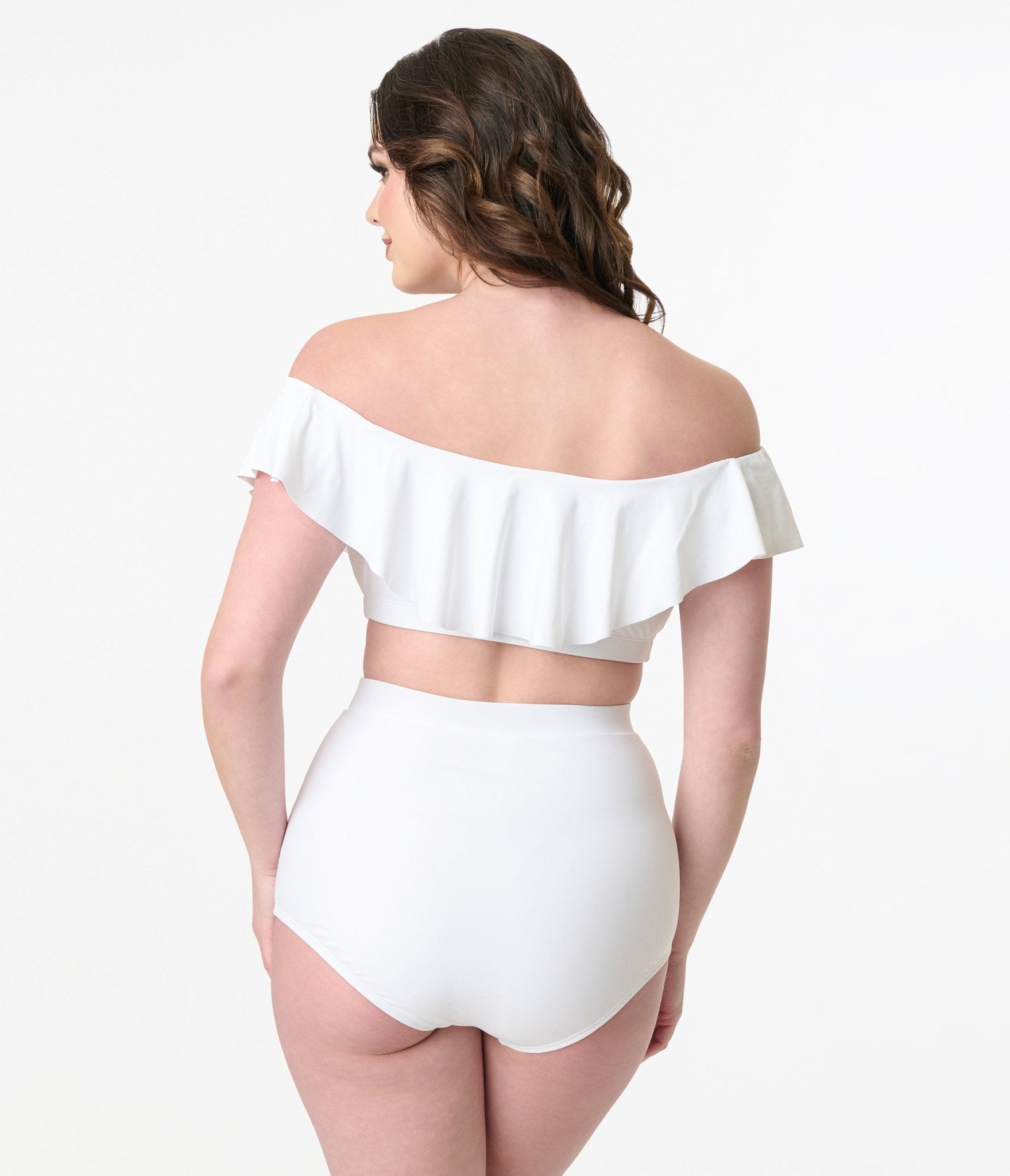 Unique Vintage 1950s White Ruffled Ramona Swim Top