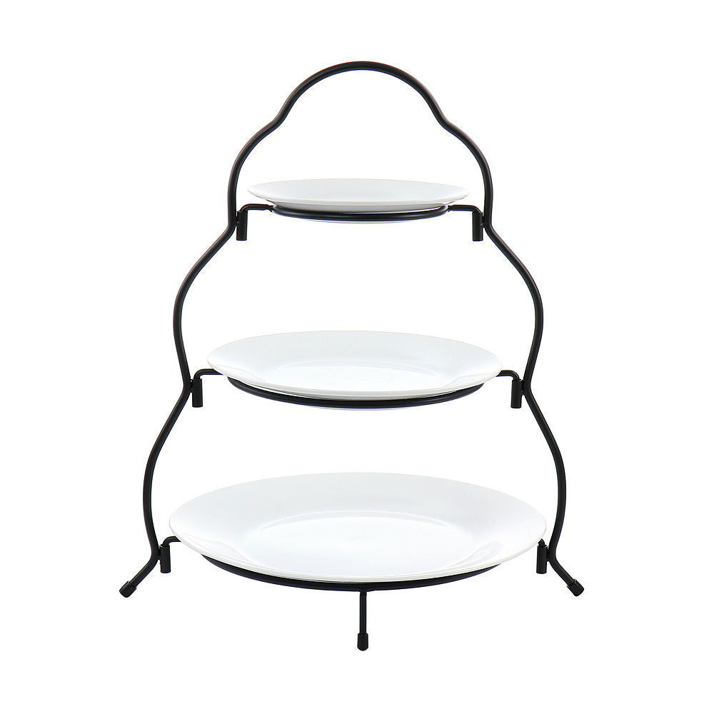 Elama 3-Tier Porcelain Tiered Server White