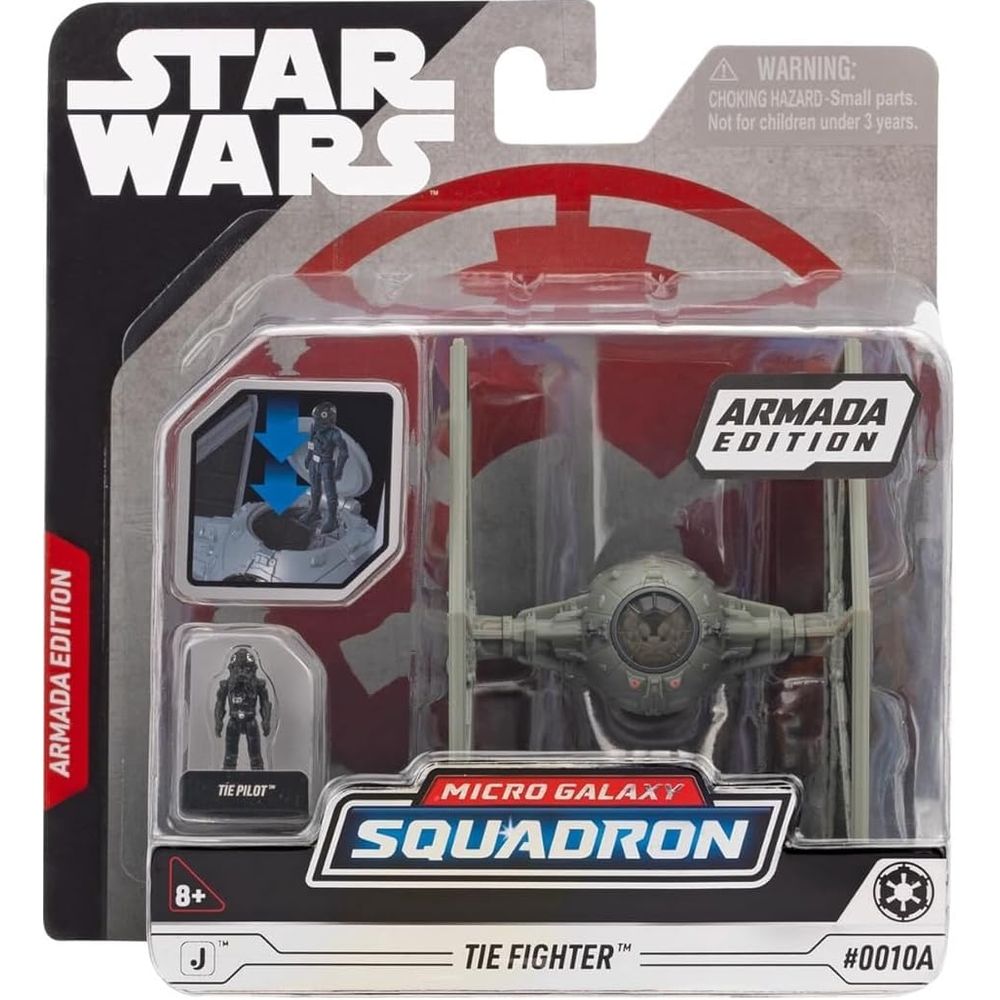 Jazwares SWJ0337 Star Wars Micro Galaxy Squadron Tie Fighter Armada Edition 4 Vehicle with Figure Tie Pilot