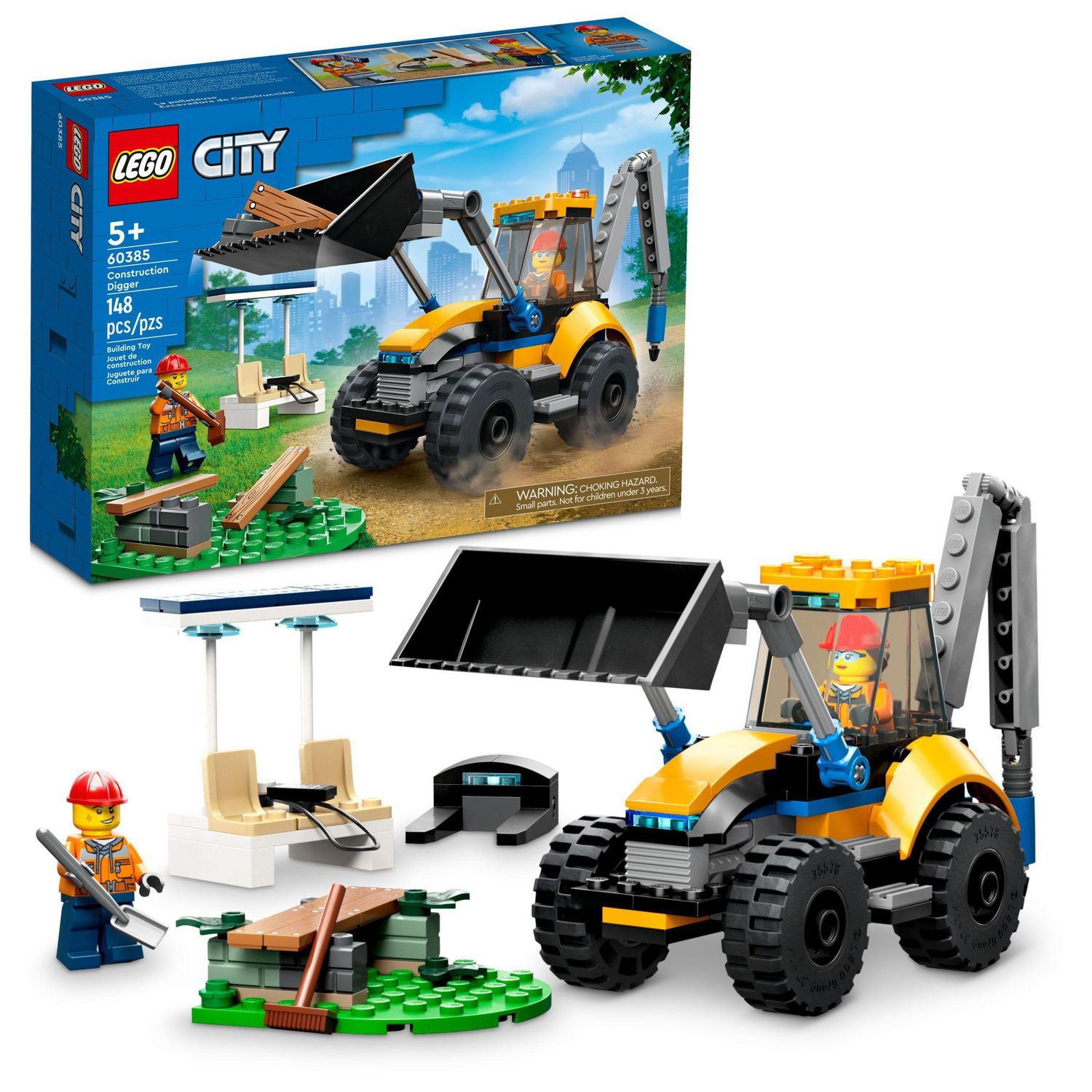 LEGO 6425858 City Great Vehicles Construction Digger Toy Building Kit, 148 Pieces