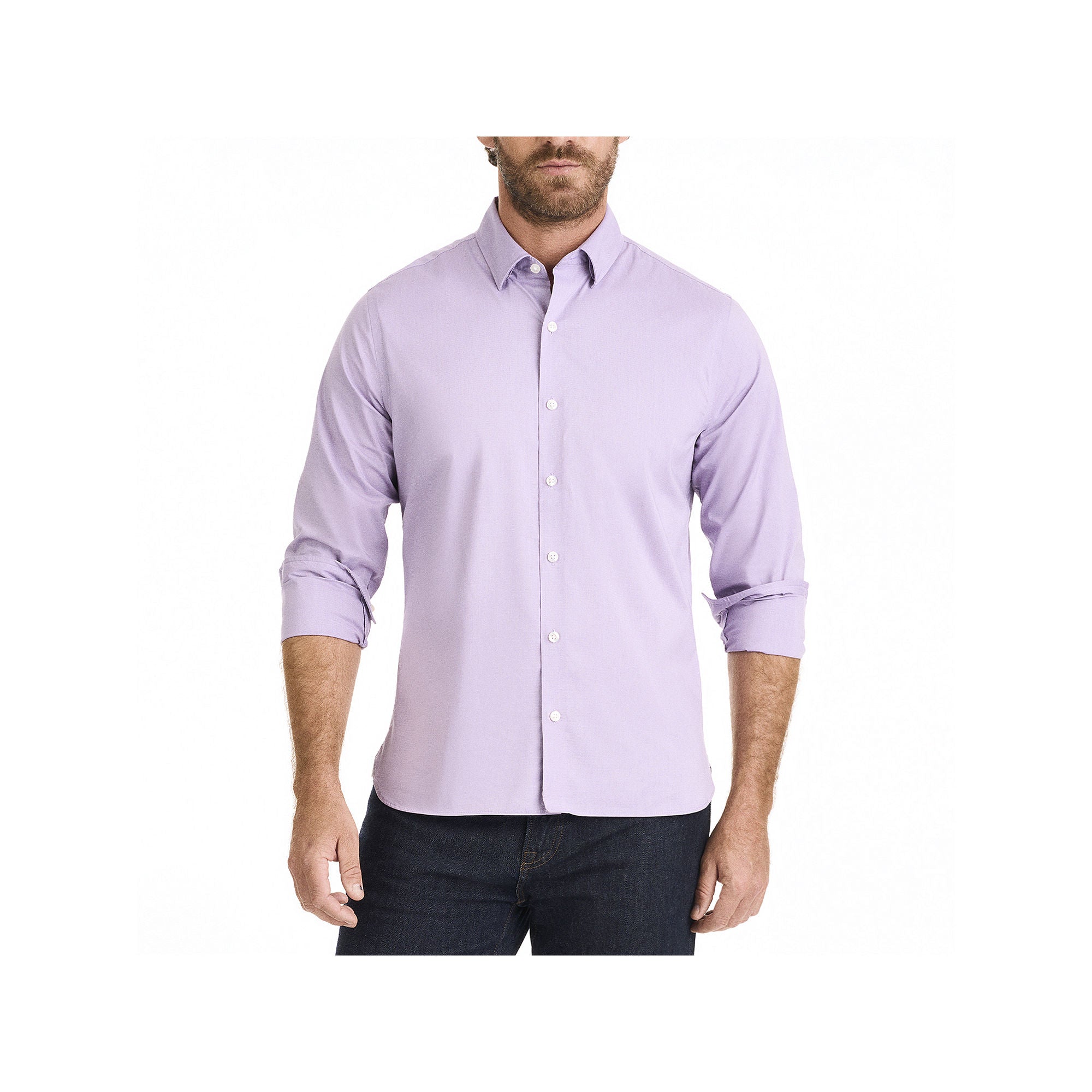 Van Heusen Mens Slim Fit Long Sleeve Button-Down Shirt Chalk Violet Solid X-L