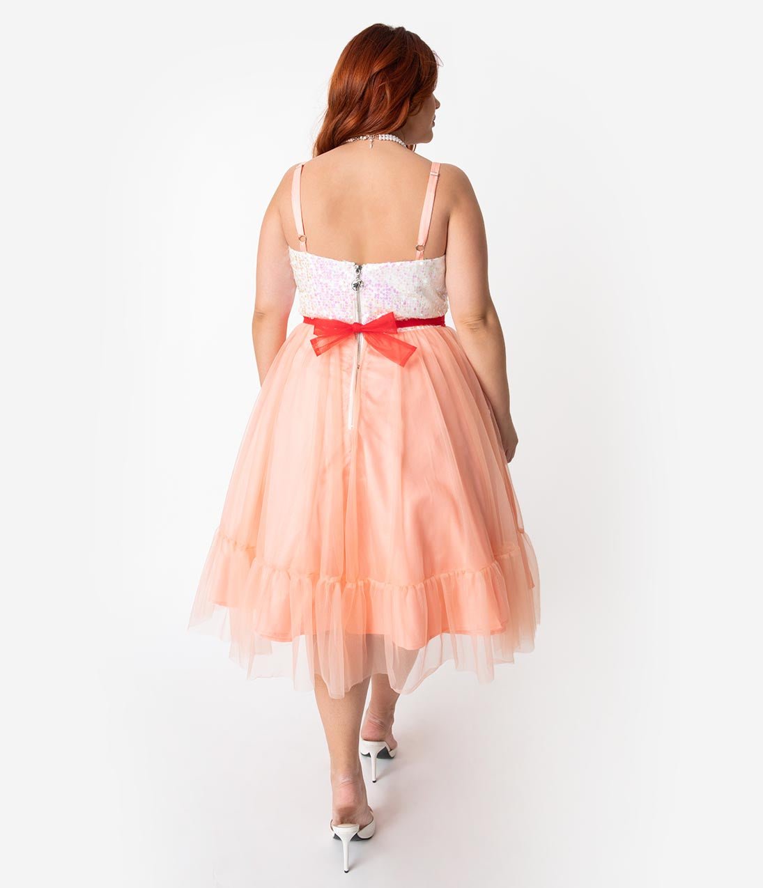 Barbie x Unique Vintage Plus Size Peaches N Cream Chiffon Dress