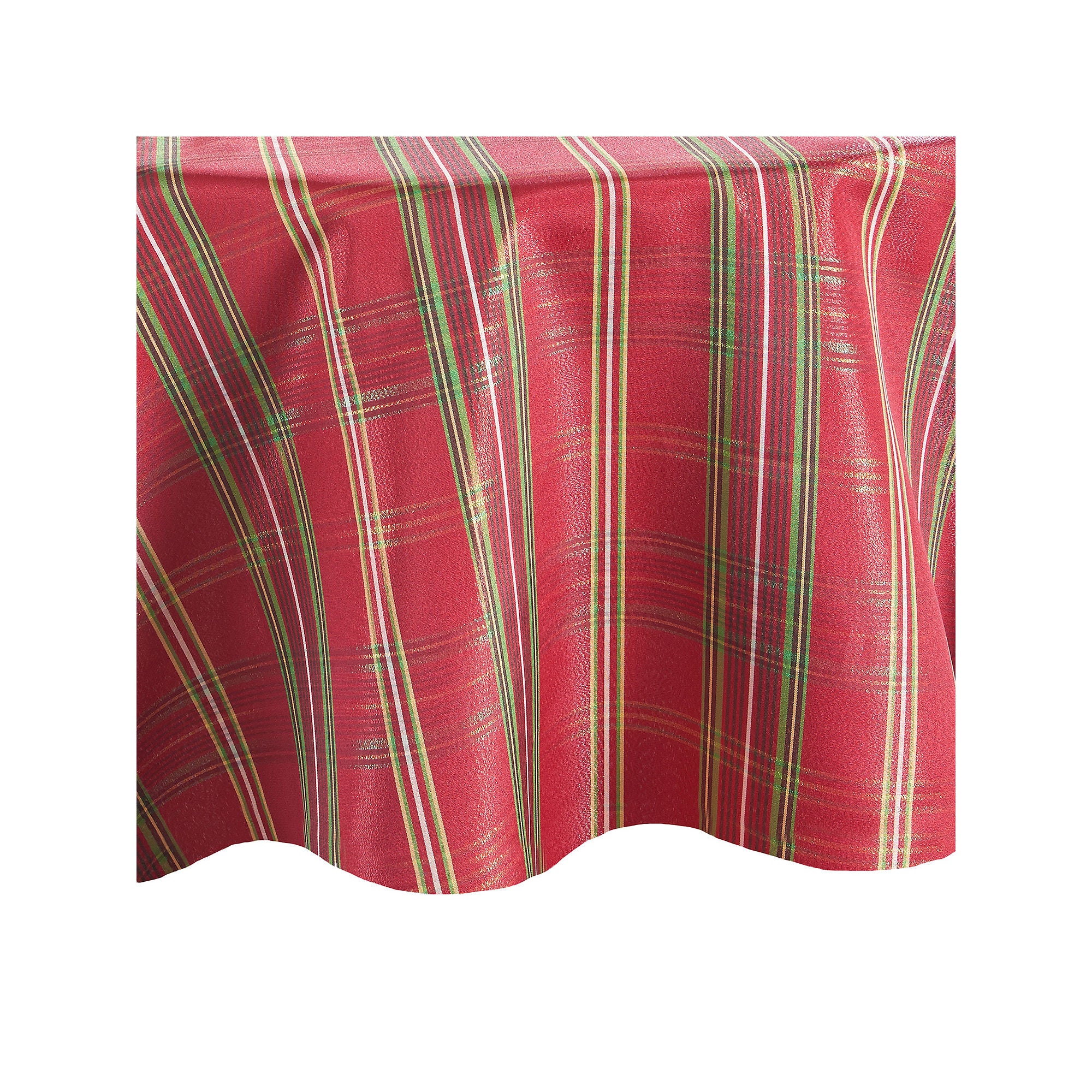 Elrene Home Fashions Shimmering Plaid Tablecloth - RED GREEN ONE SIZE