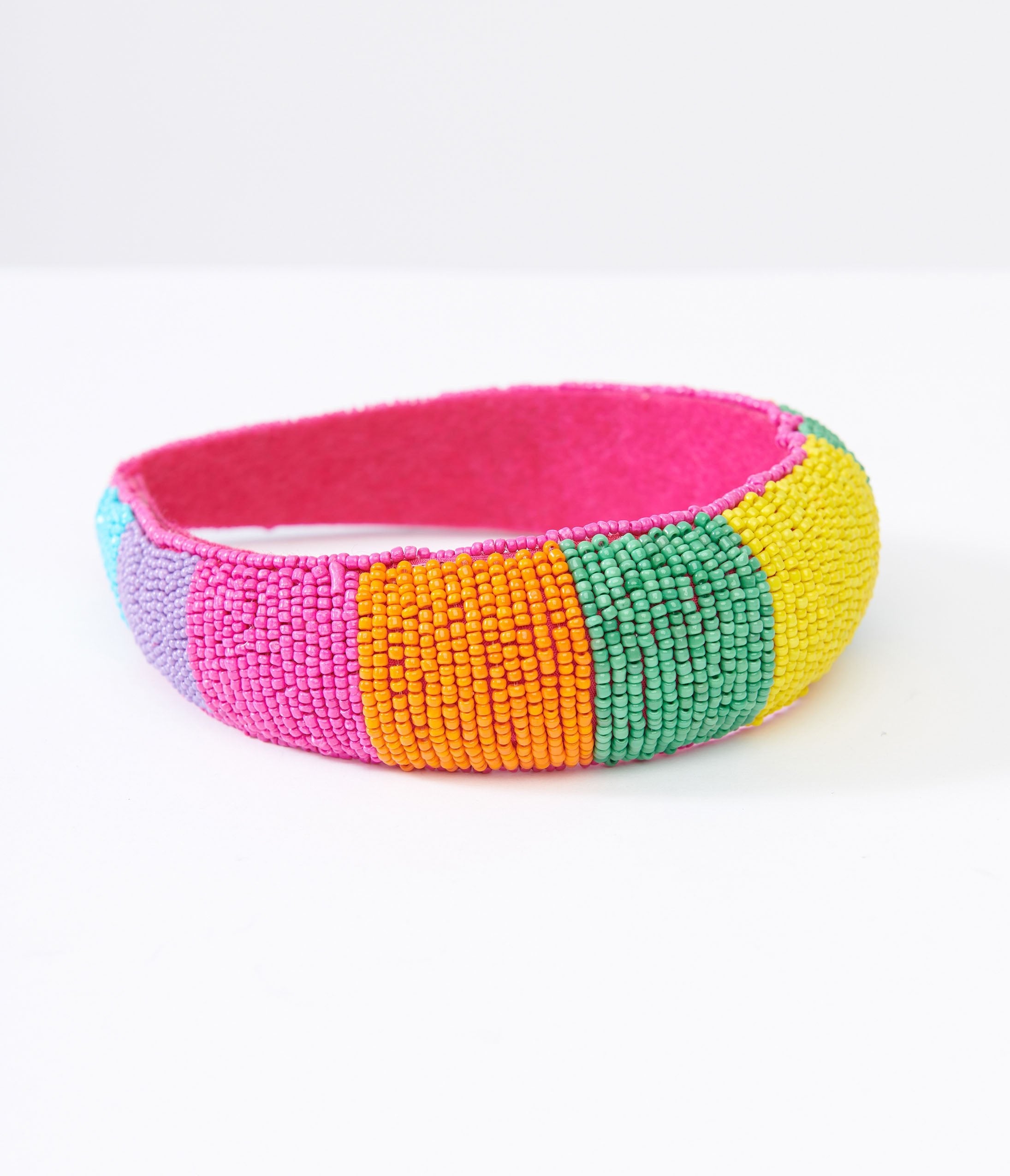 Rainbow Beaded Chunky Headband