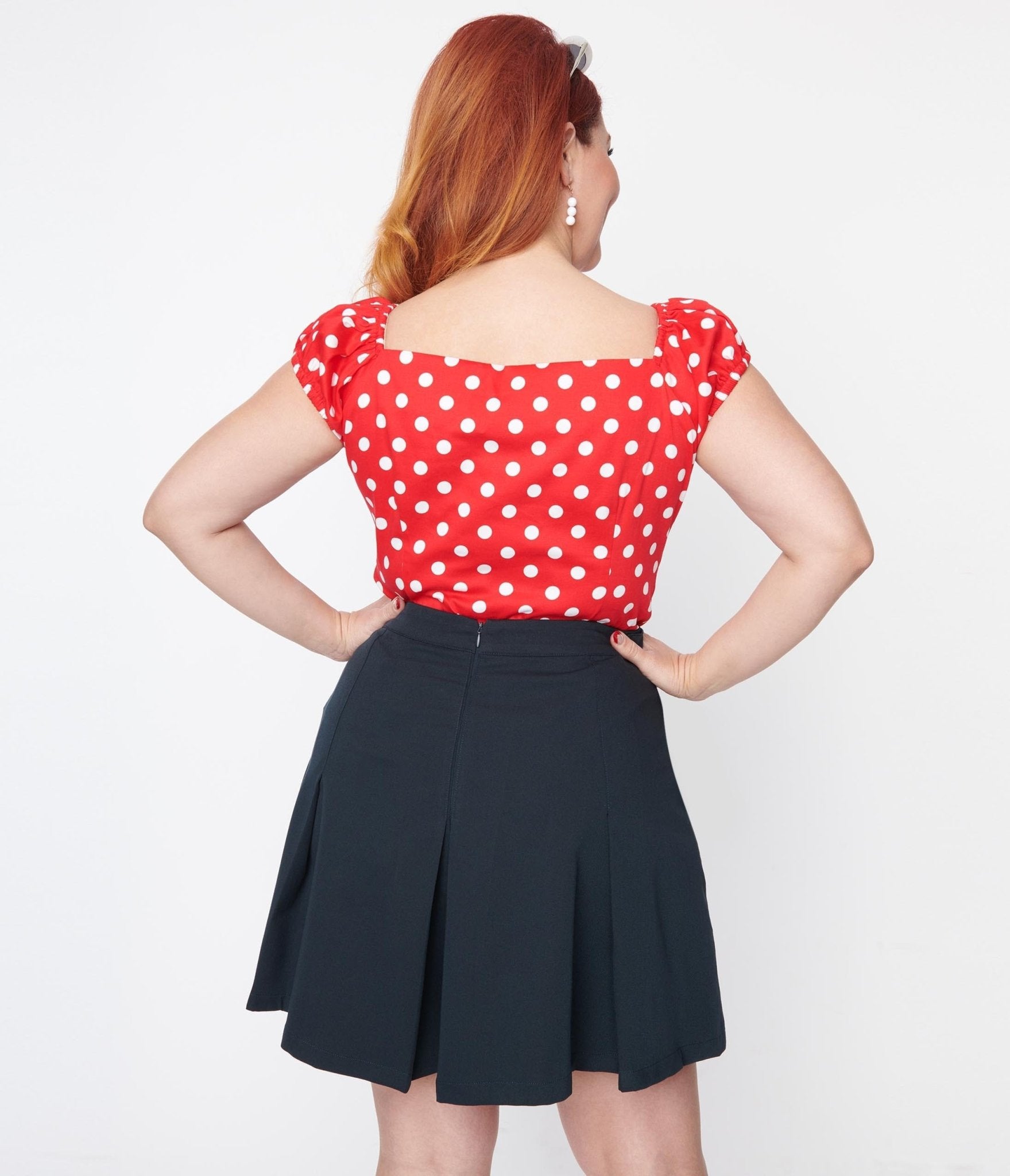 Collectif Red & White Polka Dot Dolores Top