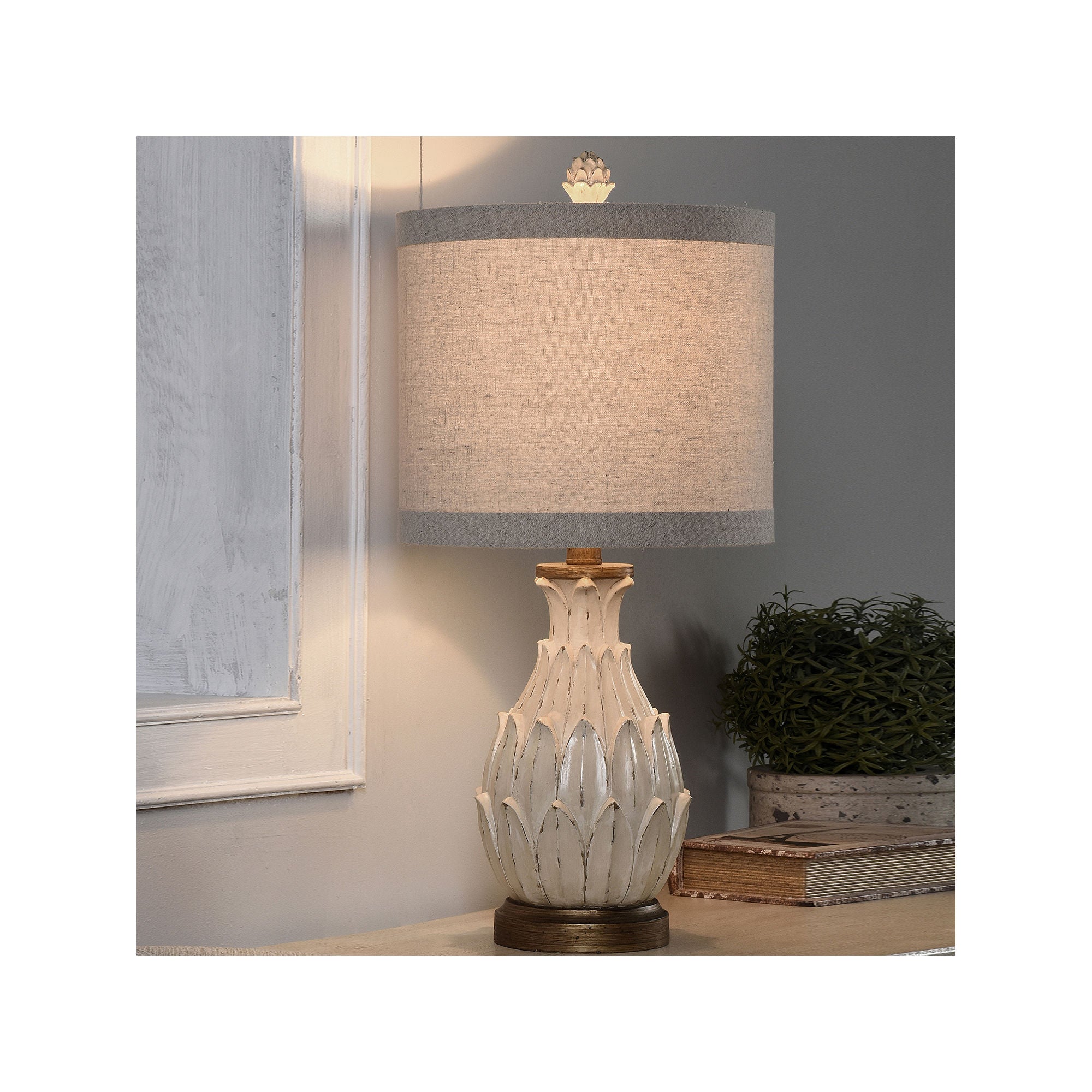 Style Craft TL28448DS Distressed Artichoke Table Lamp Beige