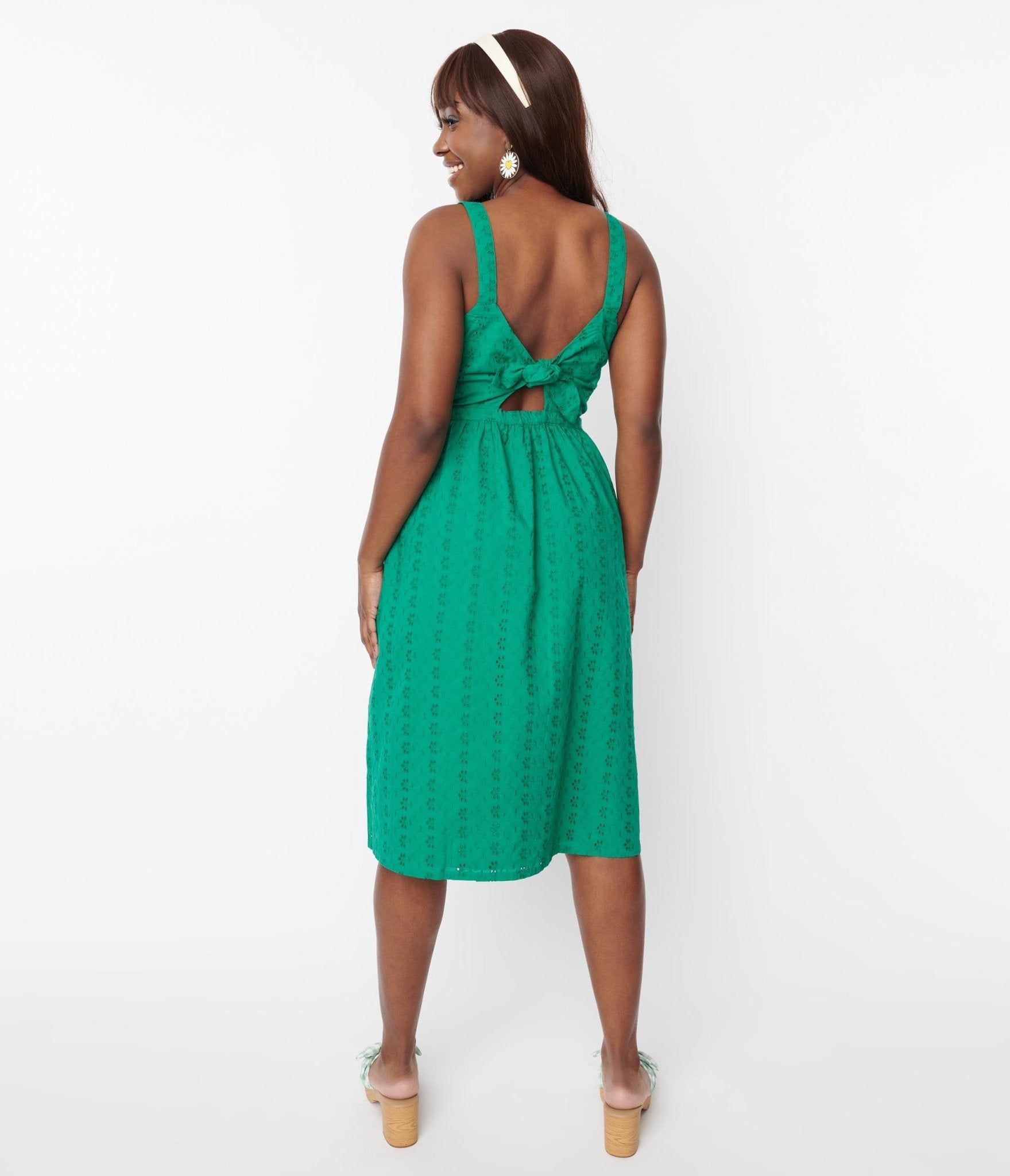 Kelly Green Eyelet Button Up Sundress