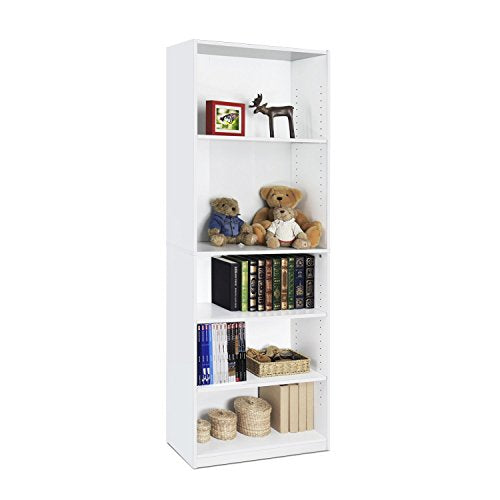 FURINNO Jaya Simple Home 5-Shelf Bookcase, White