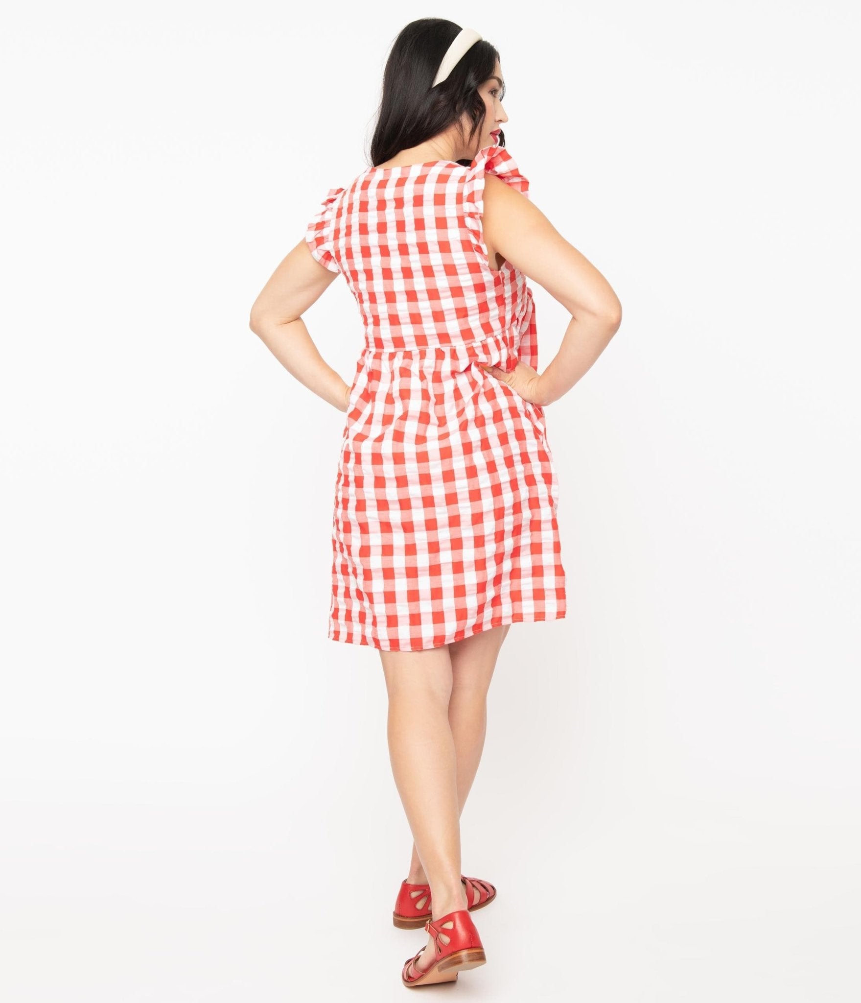 1970s Red & White Gingham Summer Dress