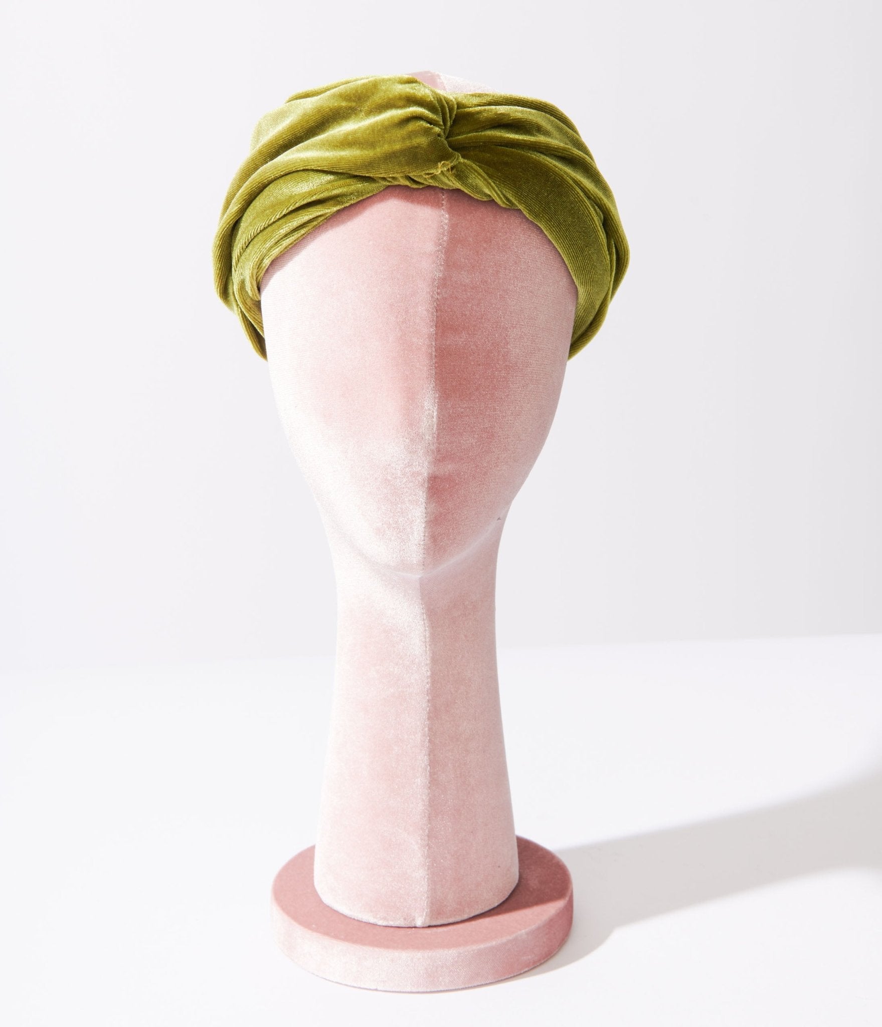 Olive Green Plush Velvet Twist Front Headband