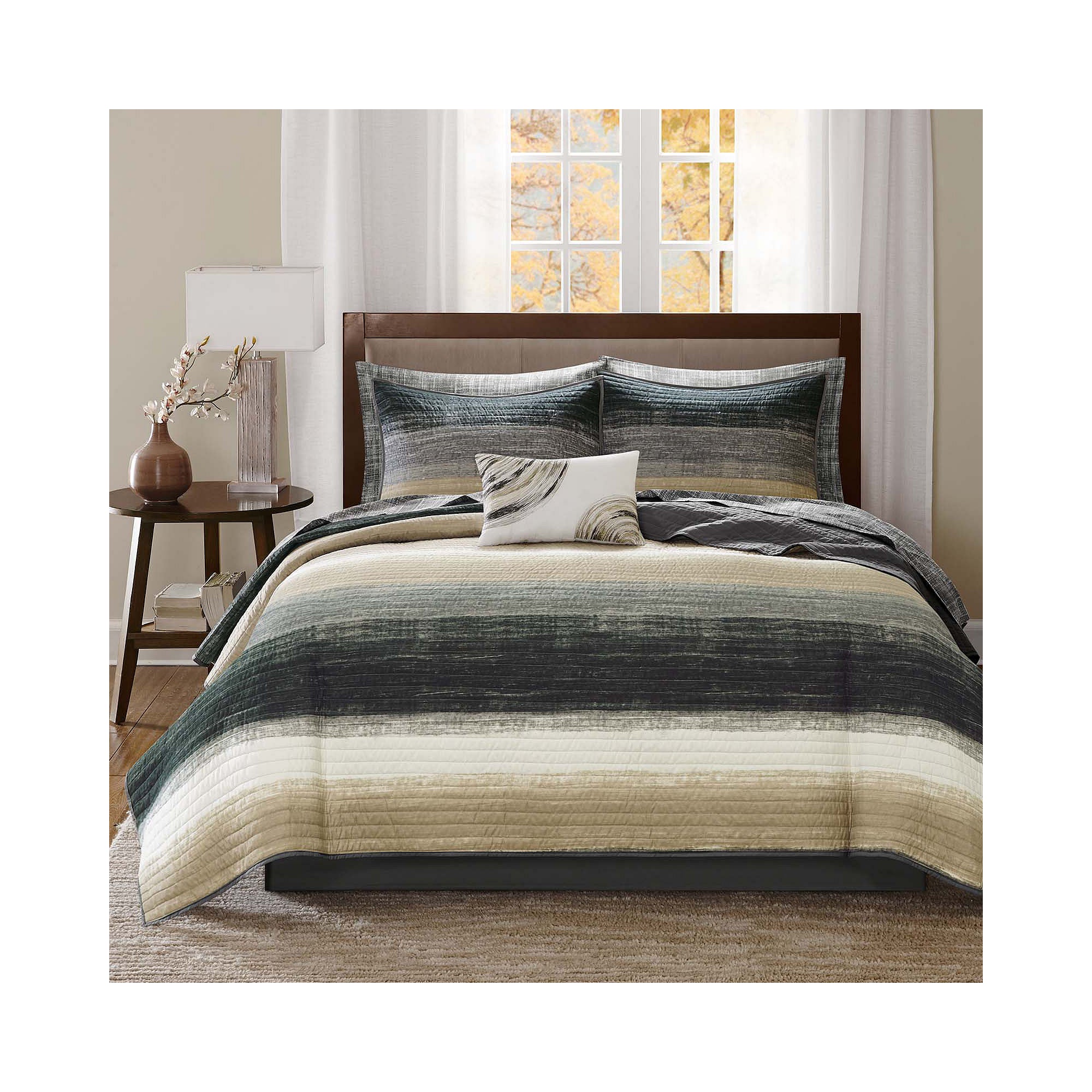 Madison Park Essentials Barret 6-Pc Quilt Set With Cotton Bed Sheets - TAUPE ONE SIZE