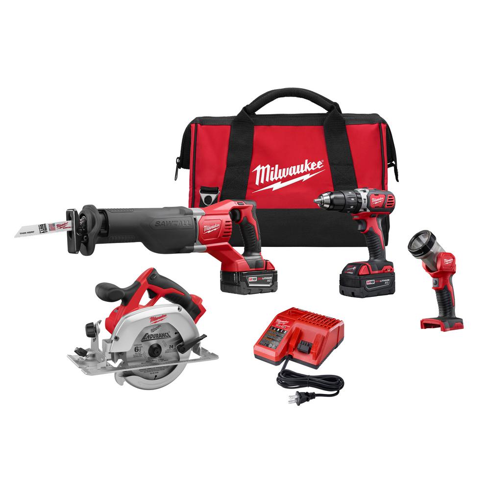 Milwaukee 2694-24 M18 18-Volt 4-Tool Cordless Combo Kit