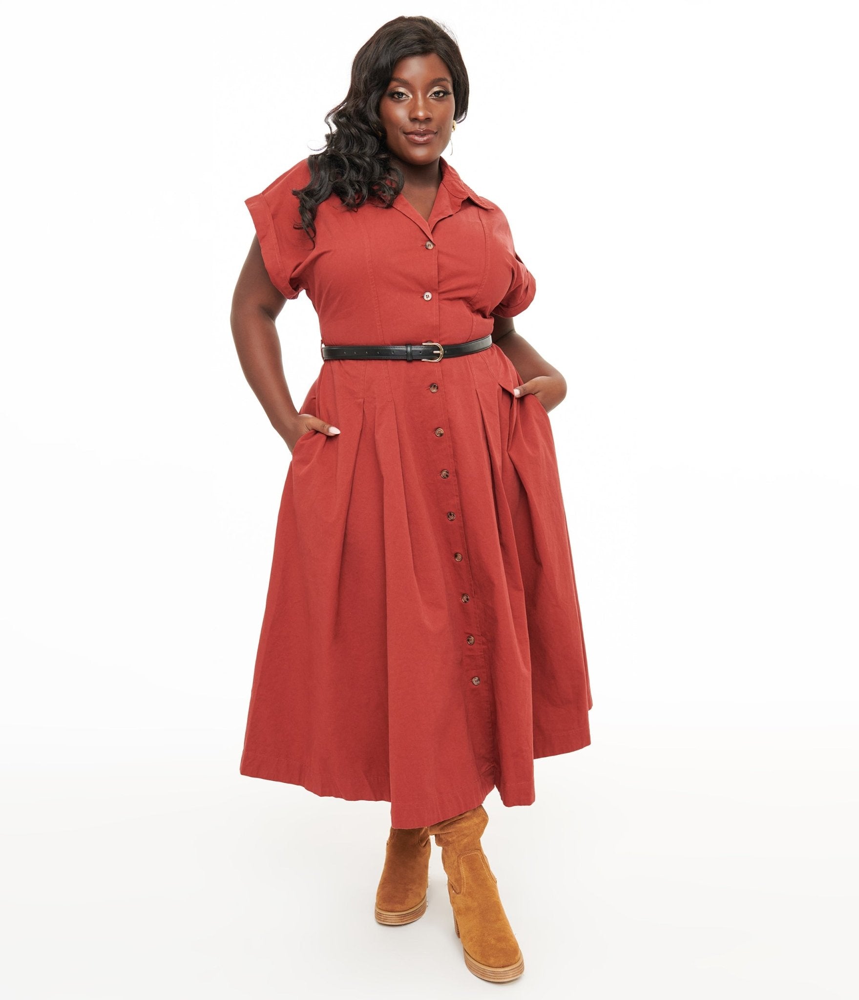 Plus Size Berry Perfect Balance Midi Shirt Dress