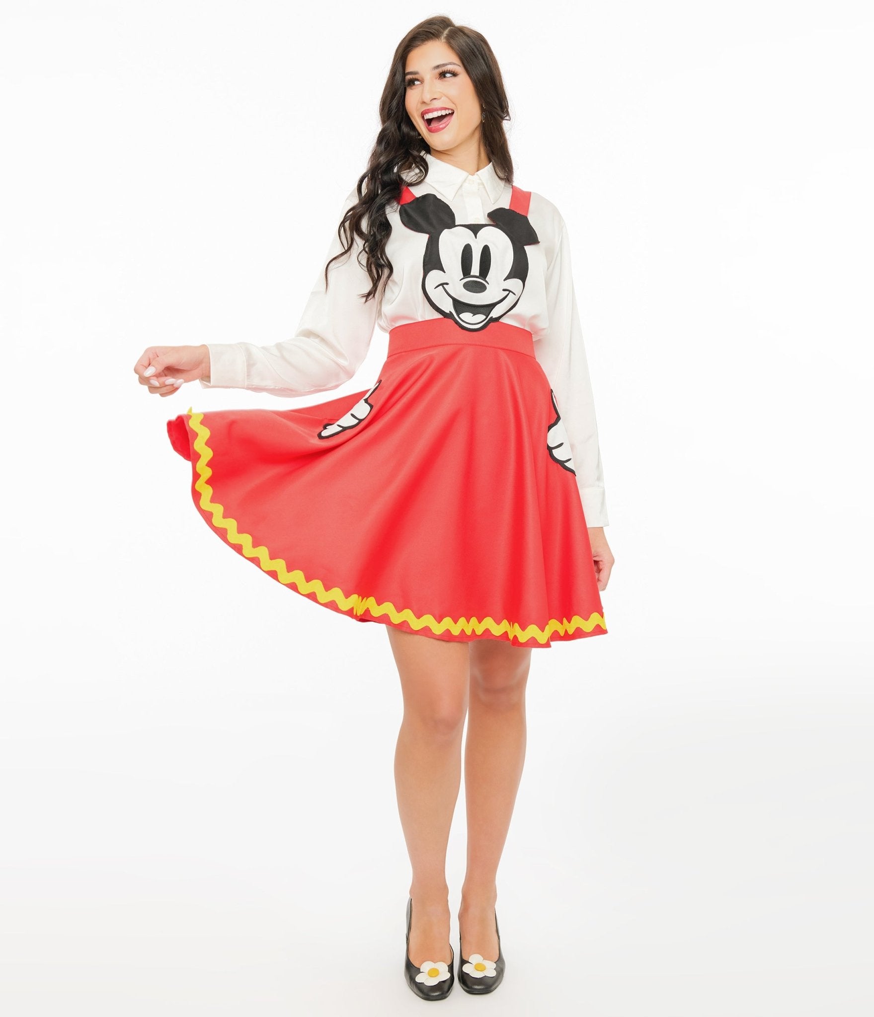 Disney Mickey & Friends Collection by Unique Vintage Red Mickey Face Pinafore