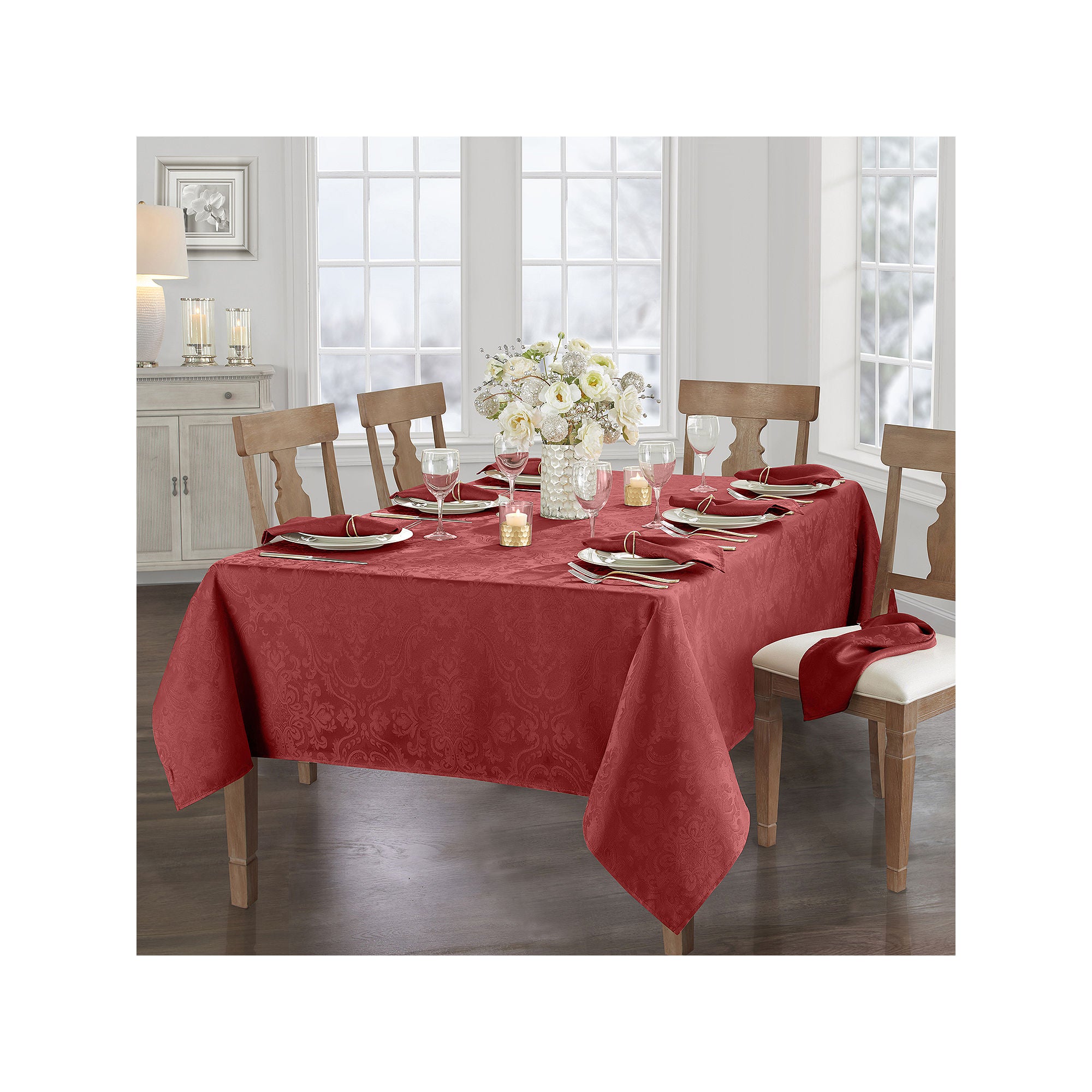 Elrene Home Fashions Caiden Elegance Tablecloth - RED ONE SIZE