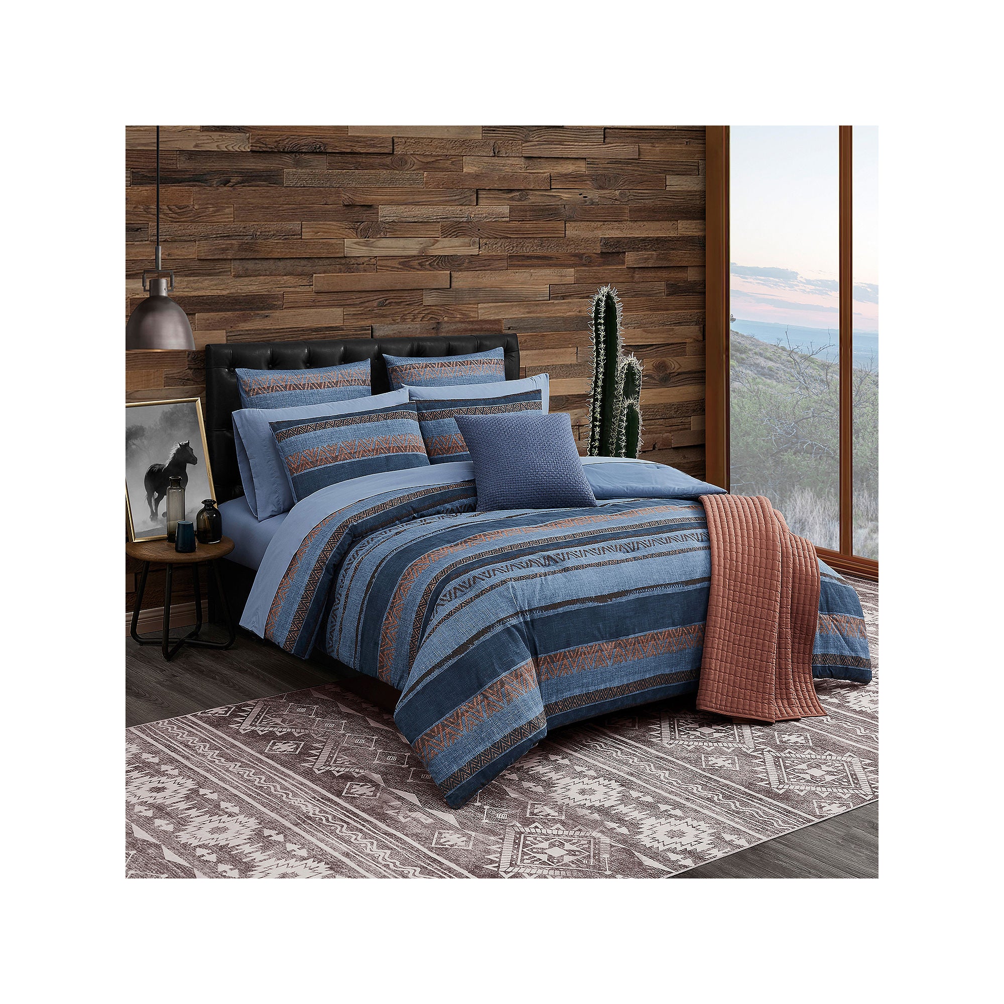 Frye And Co . Jared Stripes Lightweight Comforter Set PEM - INDIGO ONE SIZE