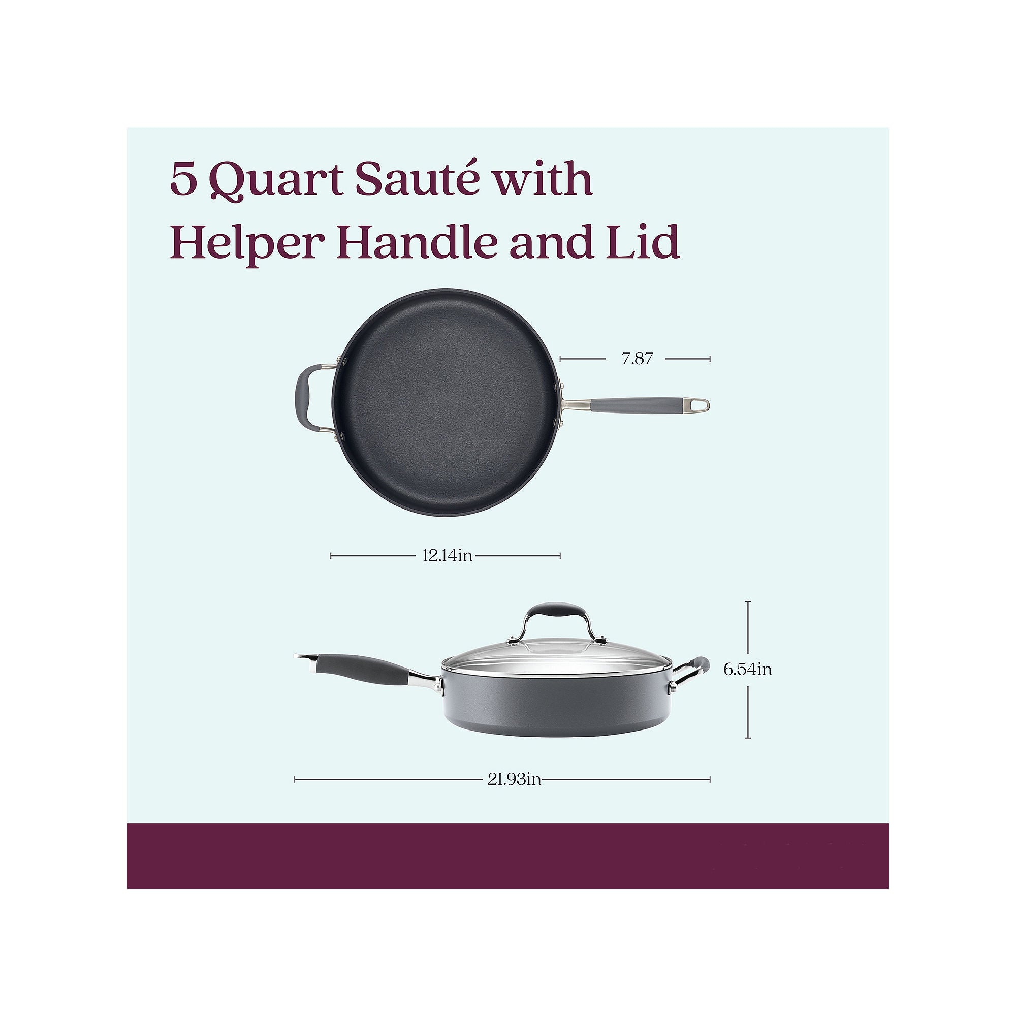 Anolon Advanced Home Hard Anodized 5-Qt. Saute Pan With Lid And Helper Handle - MOONSTONE ONE SIZE