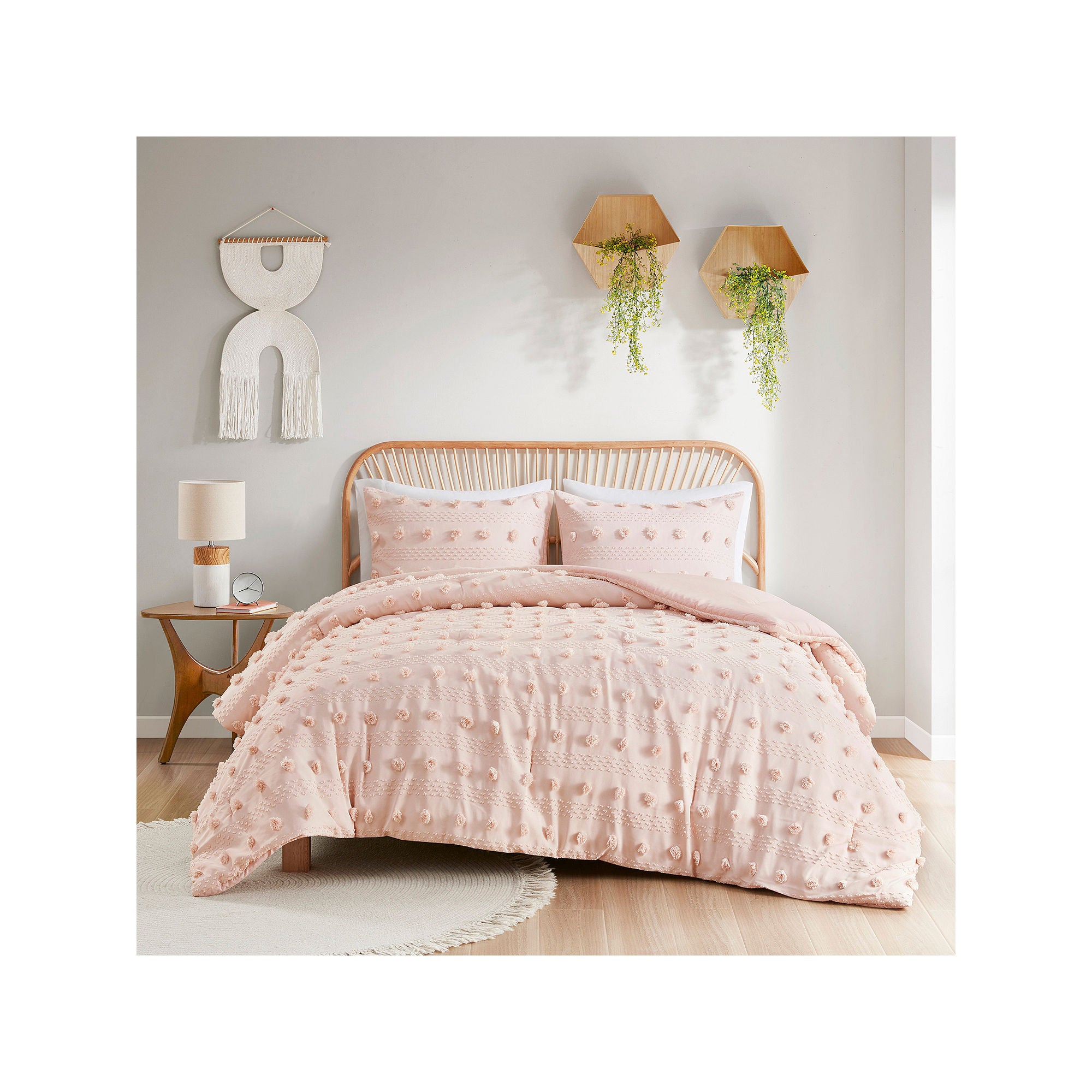 Intelligent Design Vera Clip Jacquard Comforter Set With Sham - Pink