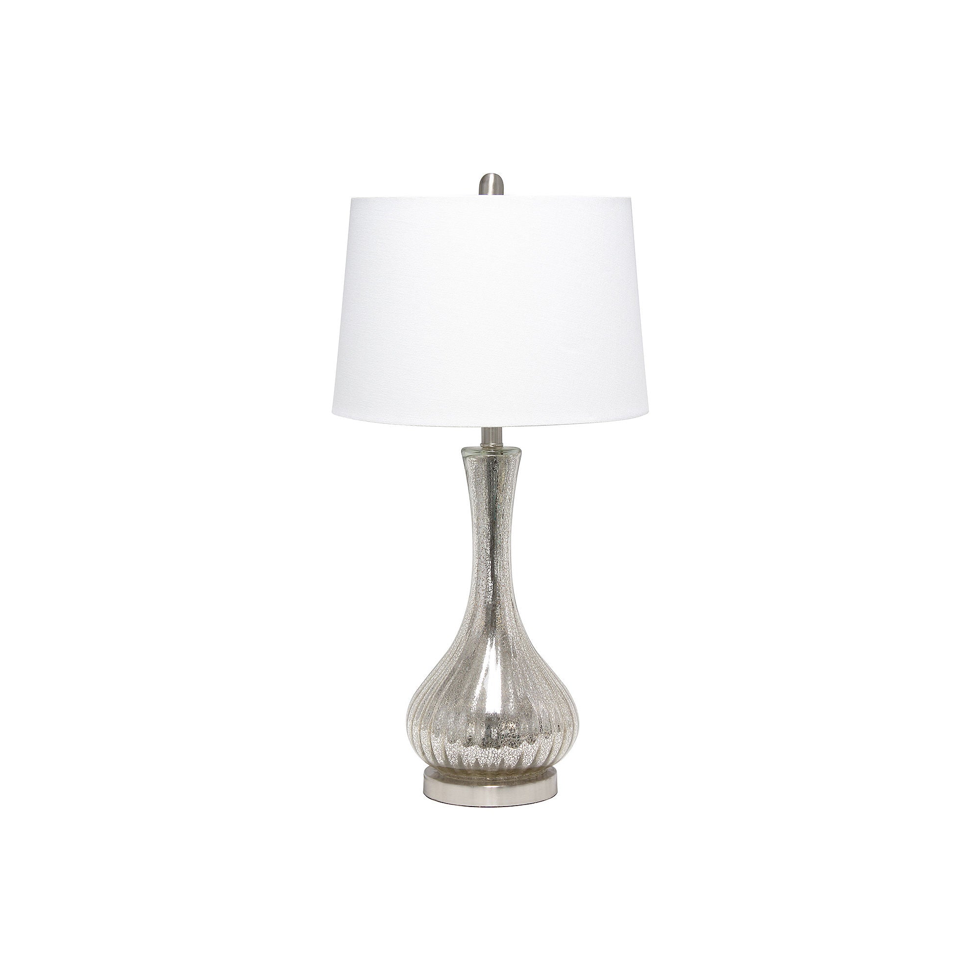 All The Rages Lalia Home Speckled Mercury Tear Drop Table Lamp with White Fabric Shade