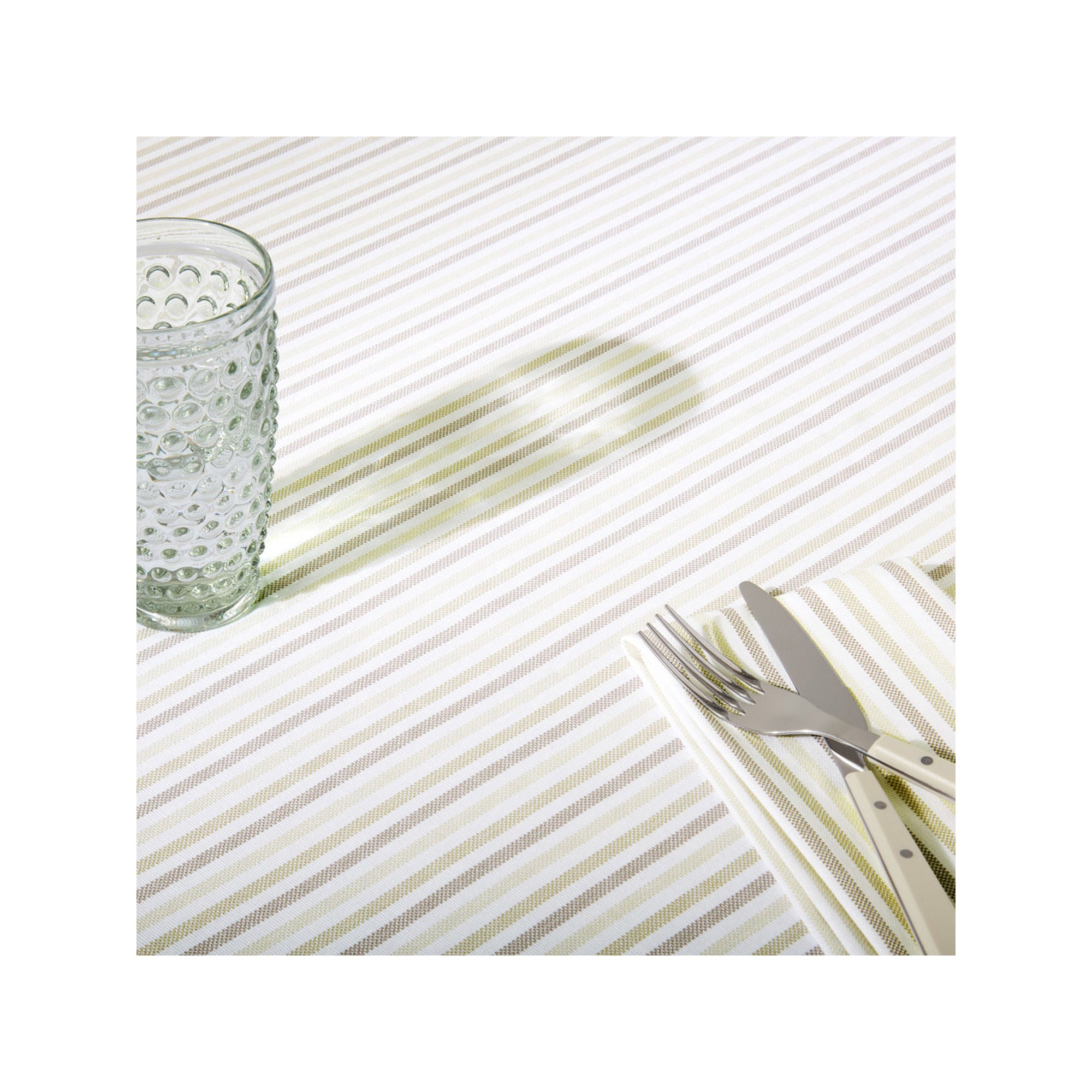 Martha Stewart Daisy Stripe Tablecloth - BEIGE BROWN ONE SIZE