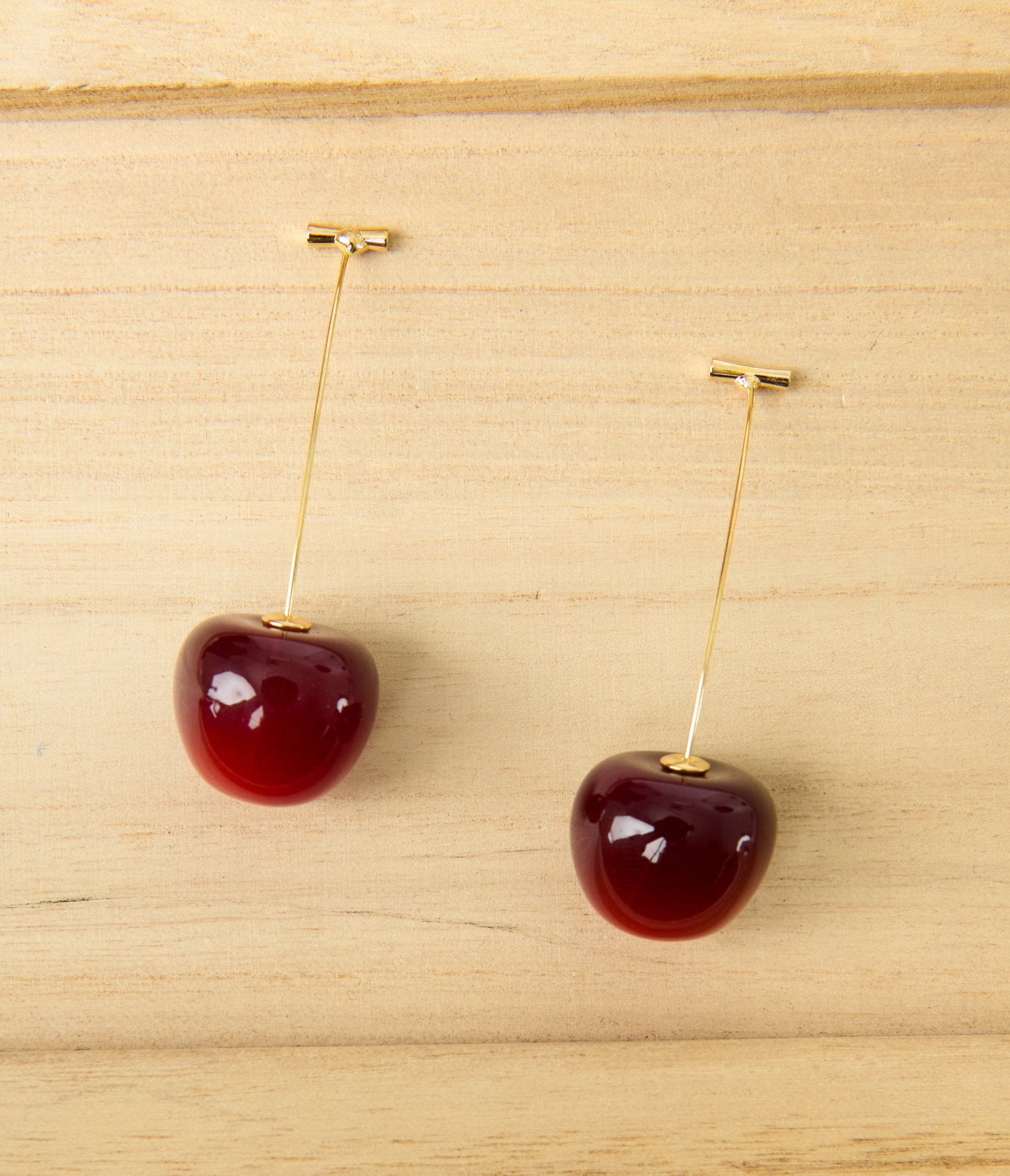 Gold Stem Cherry Earrings