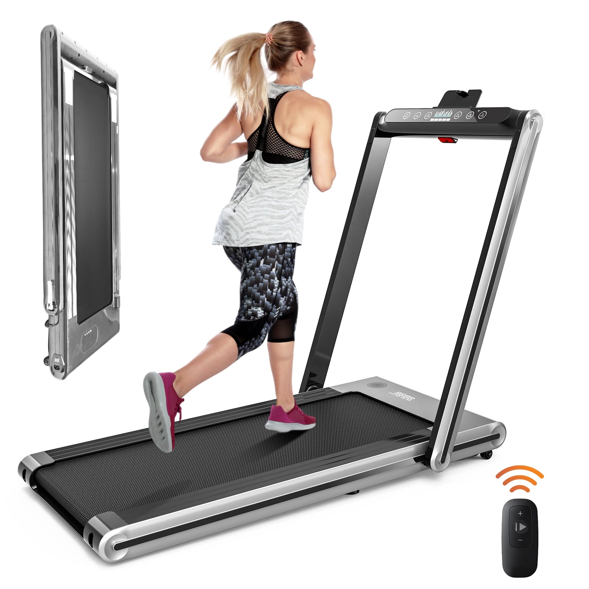 Fitti CF-T4018ASB Folding Treadmill Running Machine 110 Kg Capacity Dual Display Screen