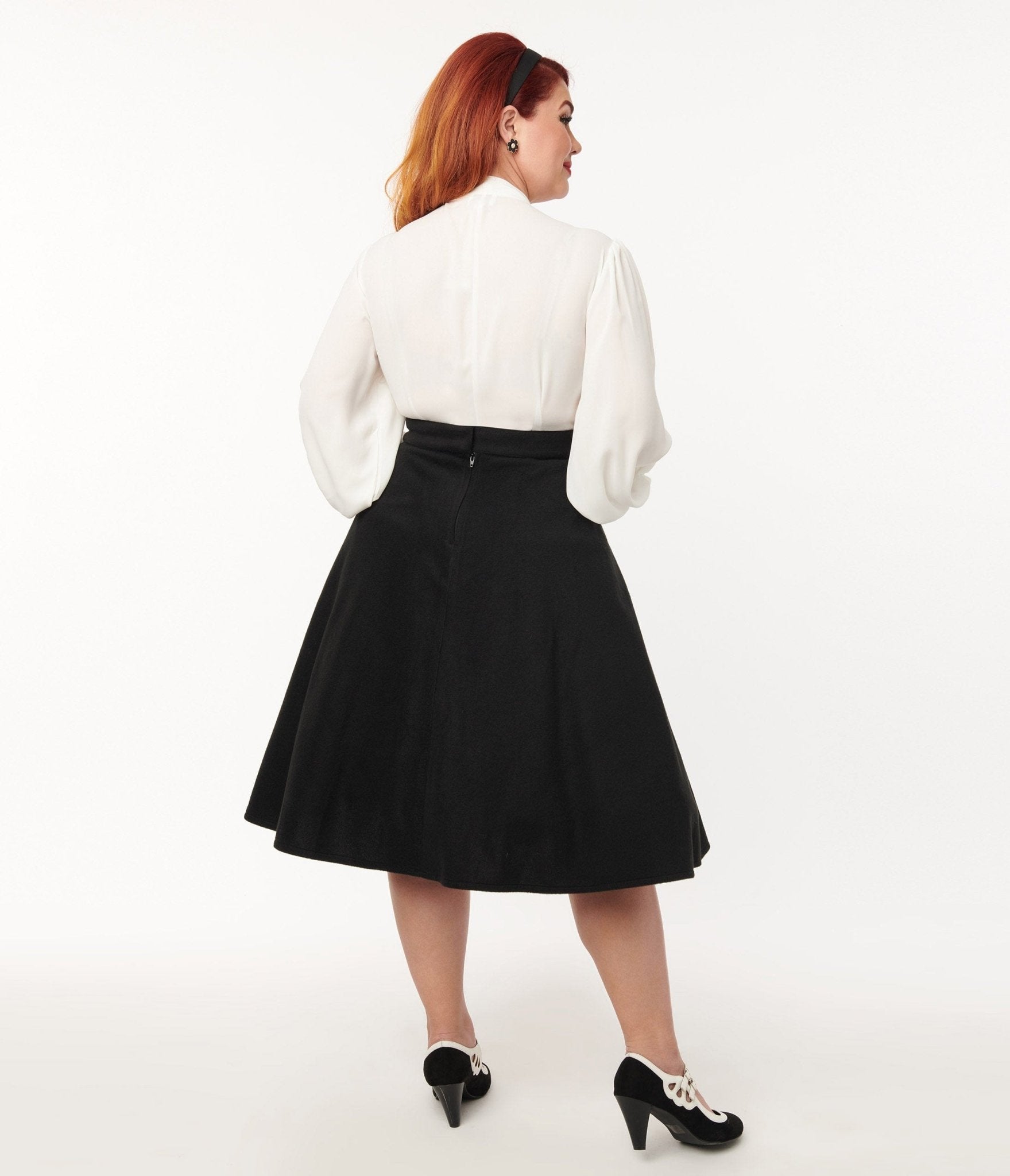 Unique Vintage Black Halloween Music Box Soda Shop Swing Skirt