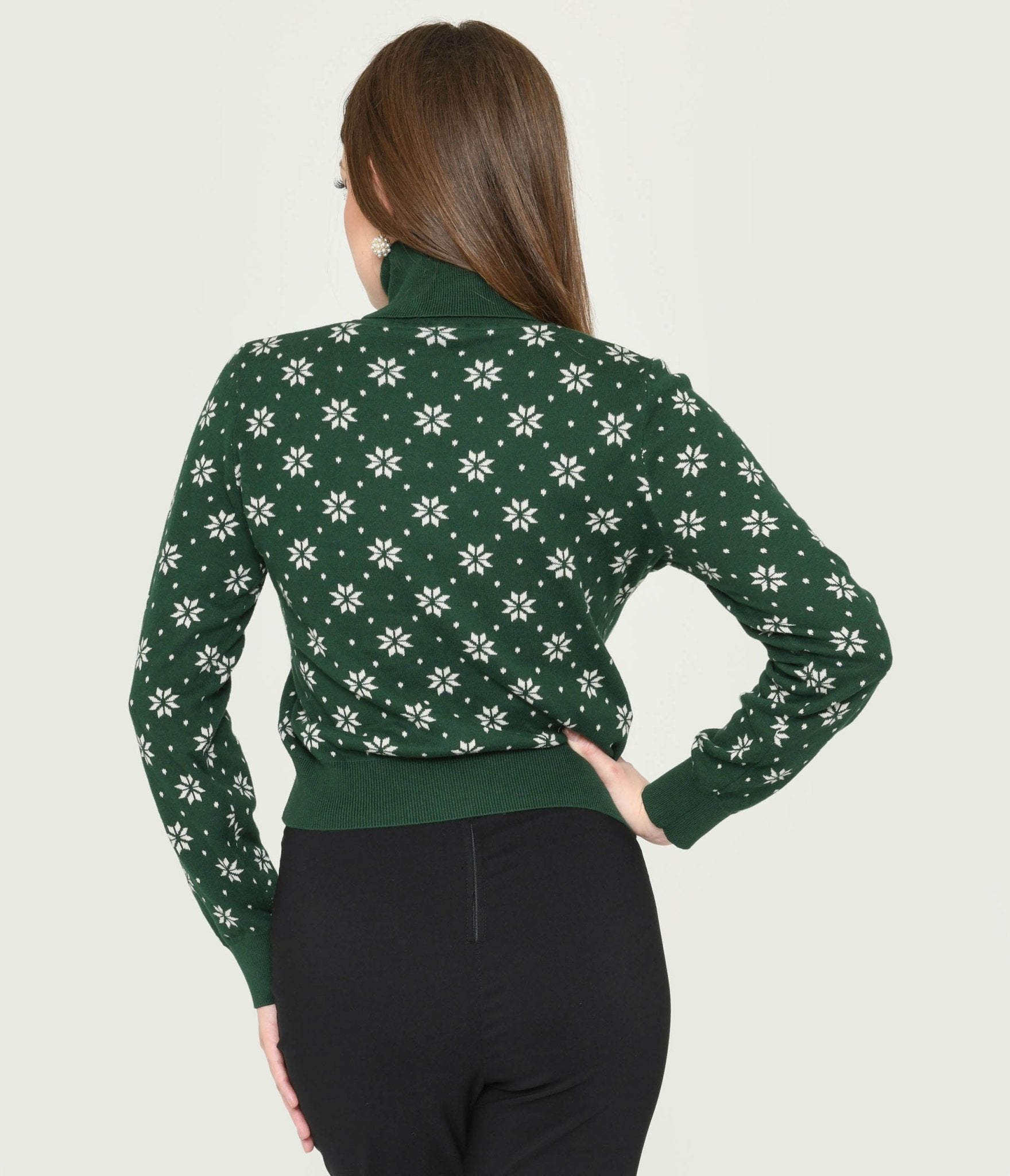 Bright & Beautiful Green & White Snowflake Sweater