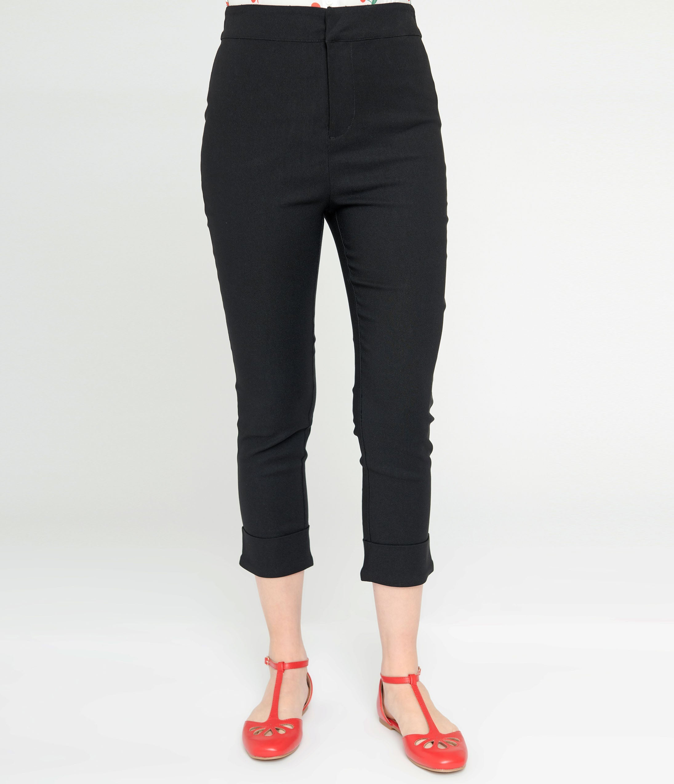 Smak Parlour Black & Cherry Pocket Smarty Pants Capri