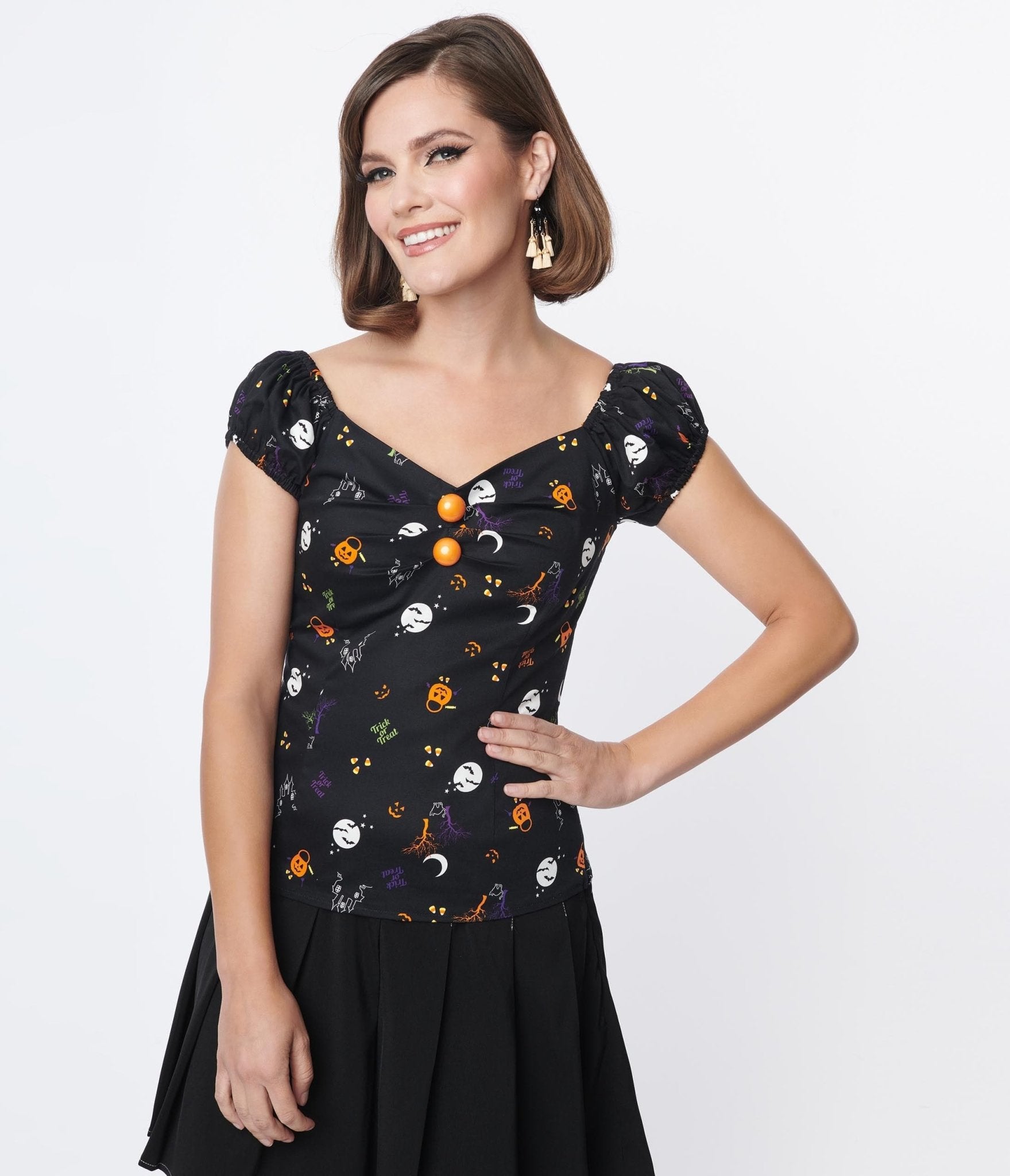 Collectif Black All Hallows Eve Dolores Top