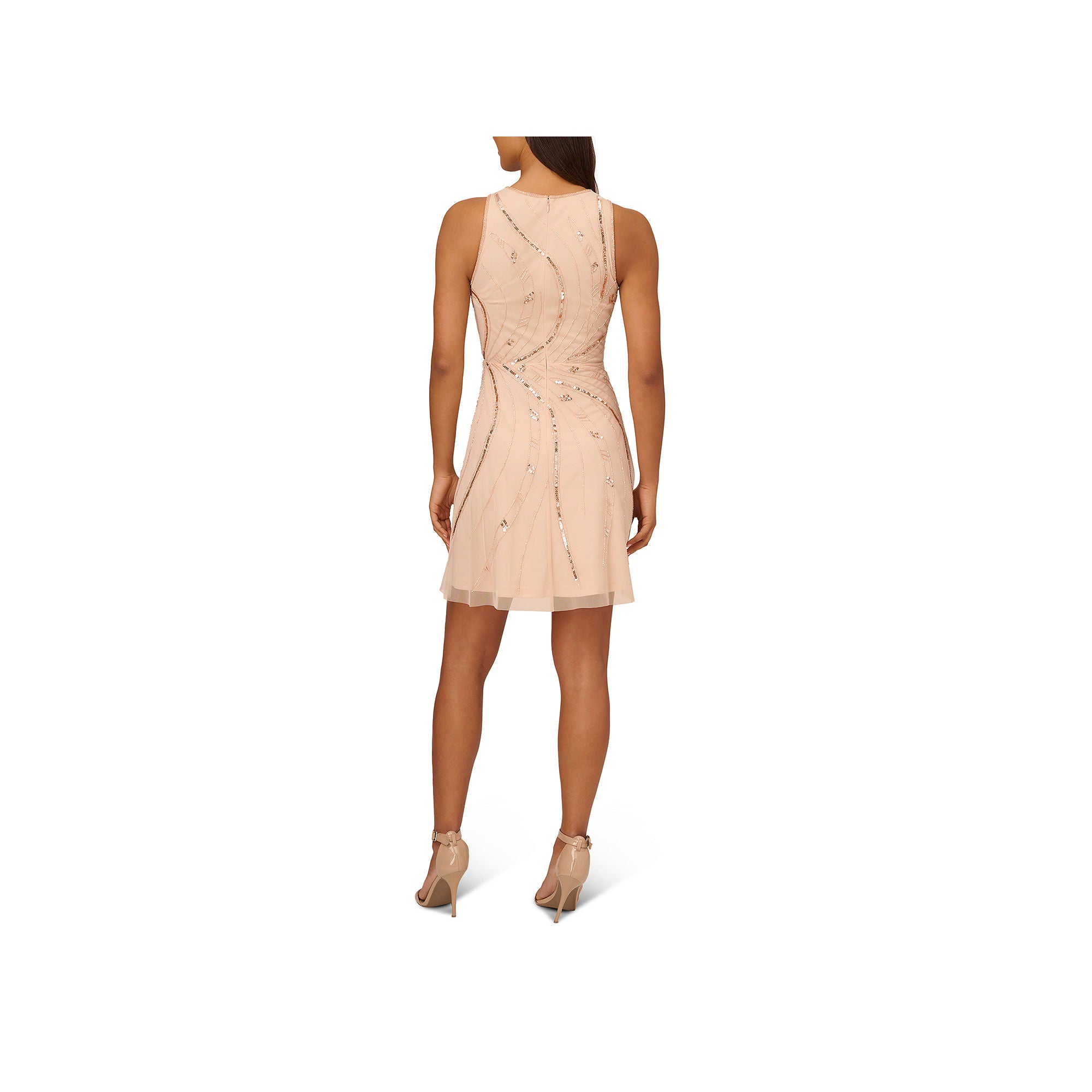 Papell Boutique Sleeveless Beaded Embellished Fit + Flare Dress - CHAMPAGNE SAND 16