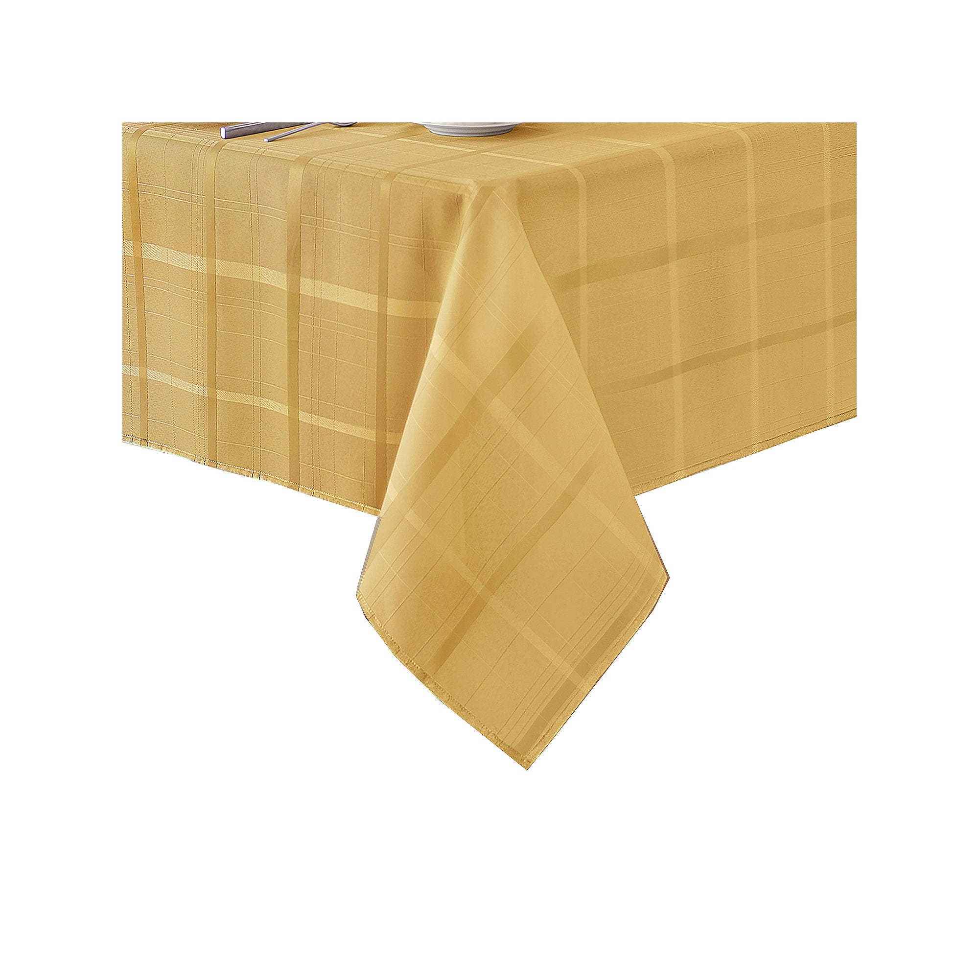 Elrene Home Fashions Elegance Plaid Jacquard Tablecloth - RIBBON GOLD ONE SIZE