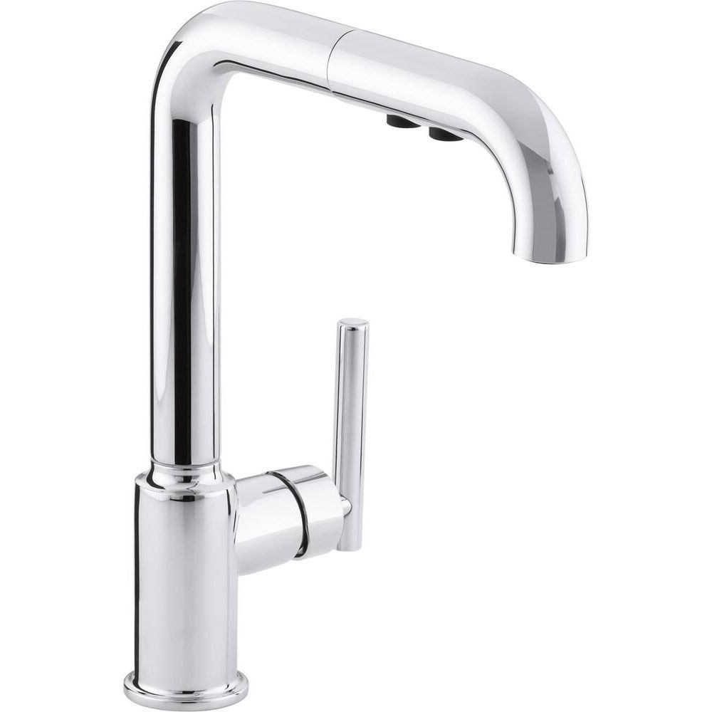 Kohler K-7505-CP Purist Single-Handle Pull-Out Sprayer Kitchen Faucet In Polished Chrome