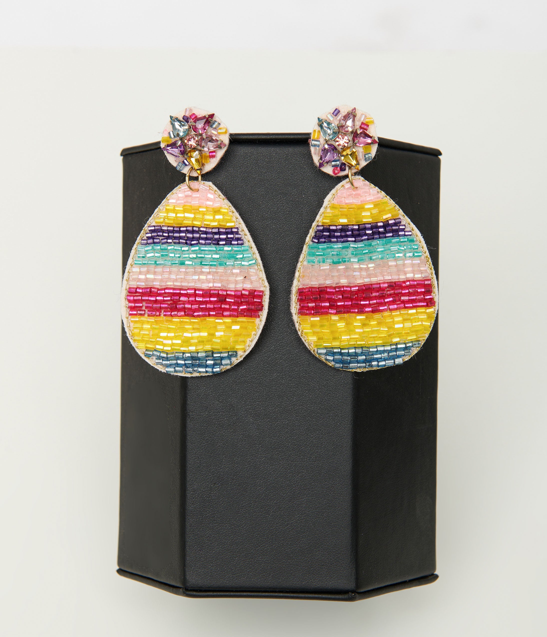 Rainbow Egg Beaded Drop Earrings