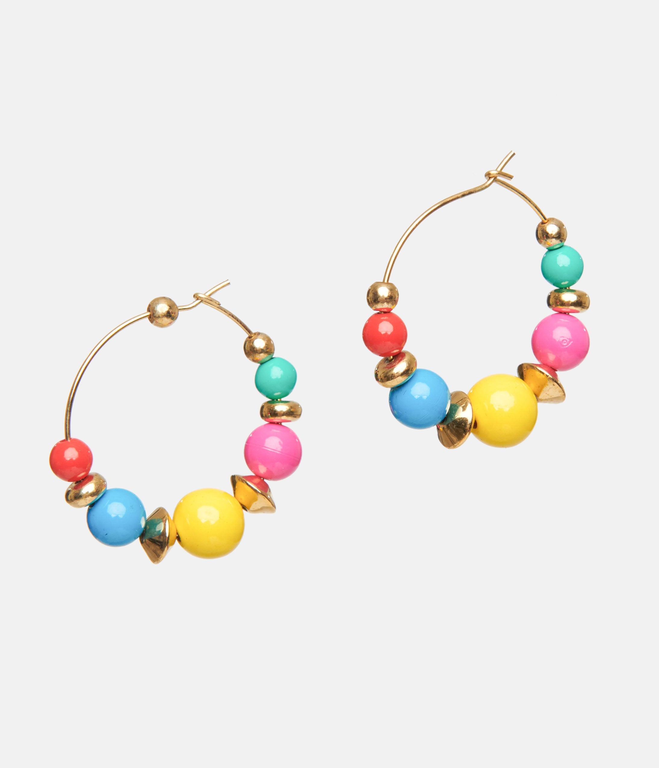 1980s Rainbow Bead Hoop Earrings