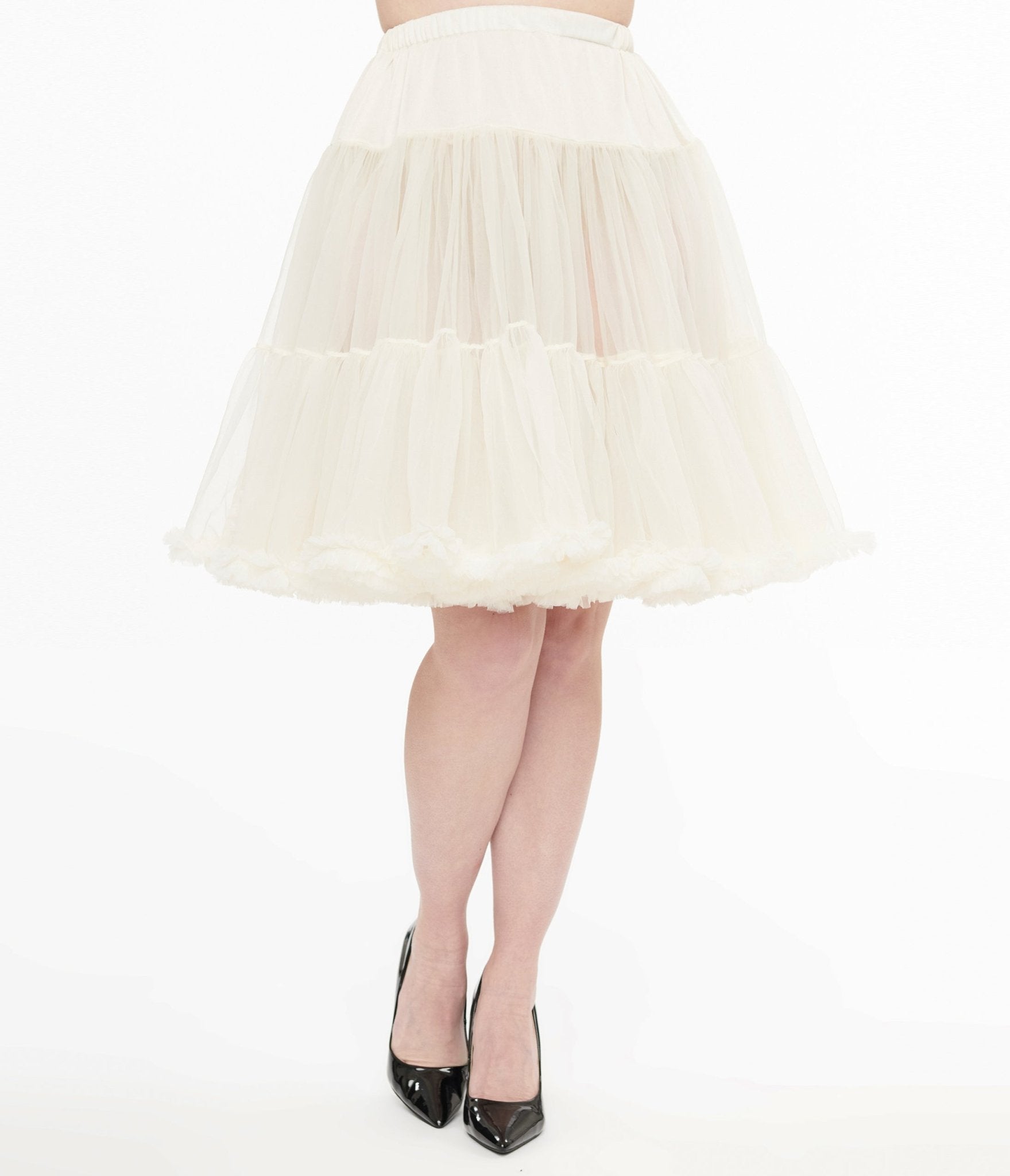 Unique Vintage 1950s Ivory Retro Style Ruffled Petticoat Crinoline