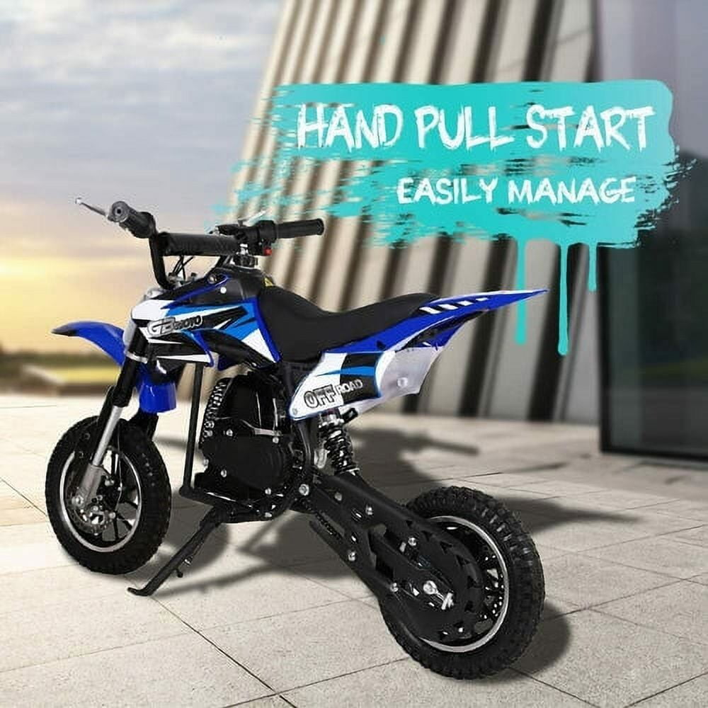 HOVER HEART DB001 Kids Mini 50CC Gas Dirt Bike, DB1 Model 2 Stroke Ride on Bike w/Off-Road Tire, Blue