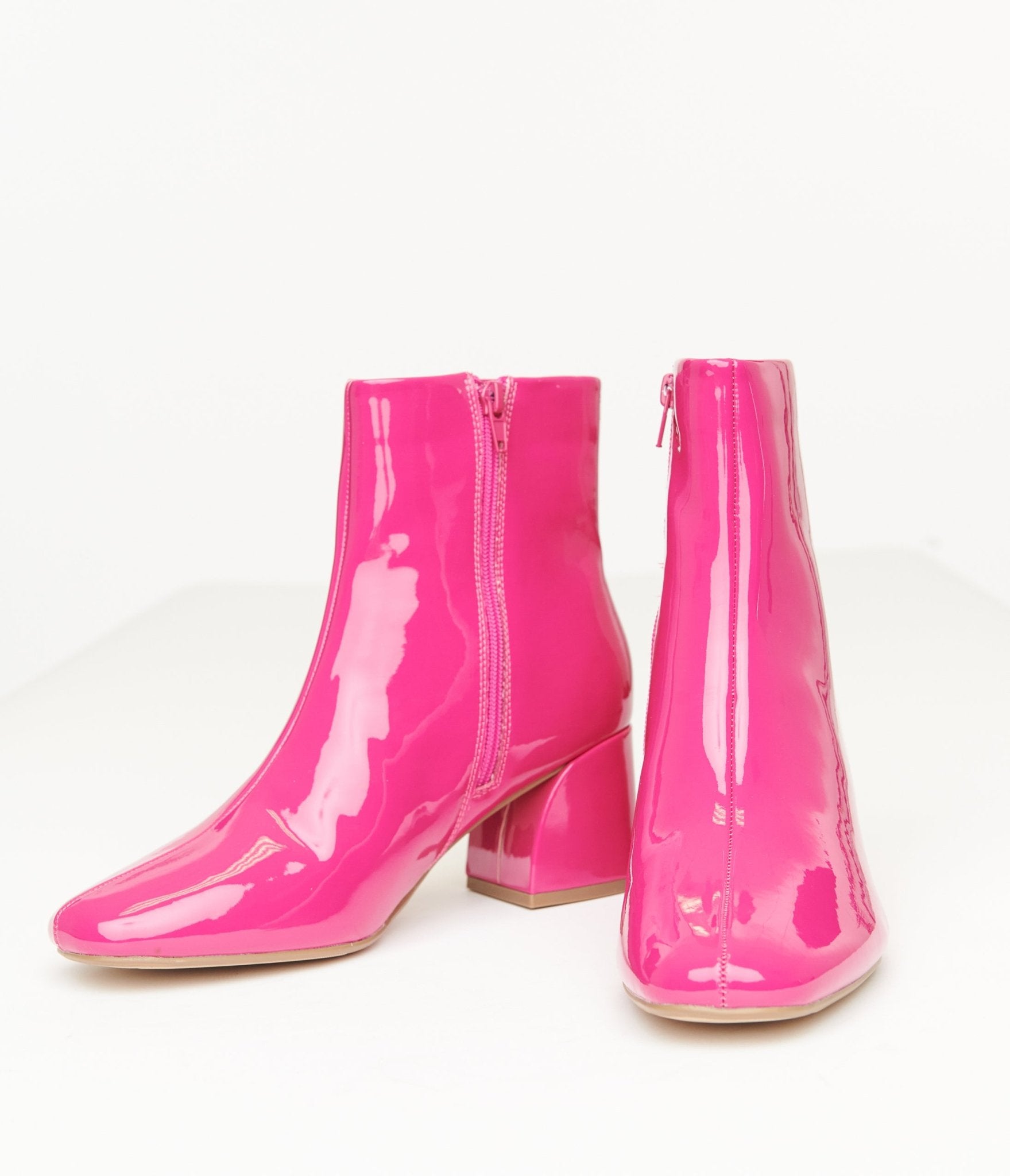 Fuchsia Patent Leatherette Booties