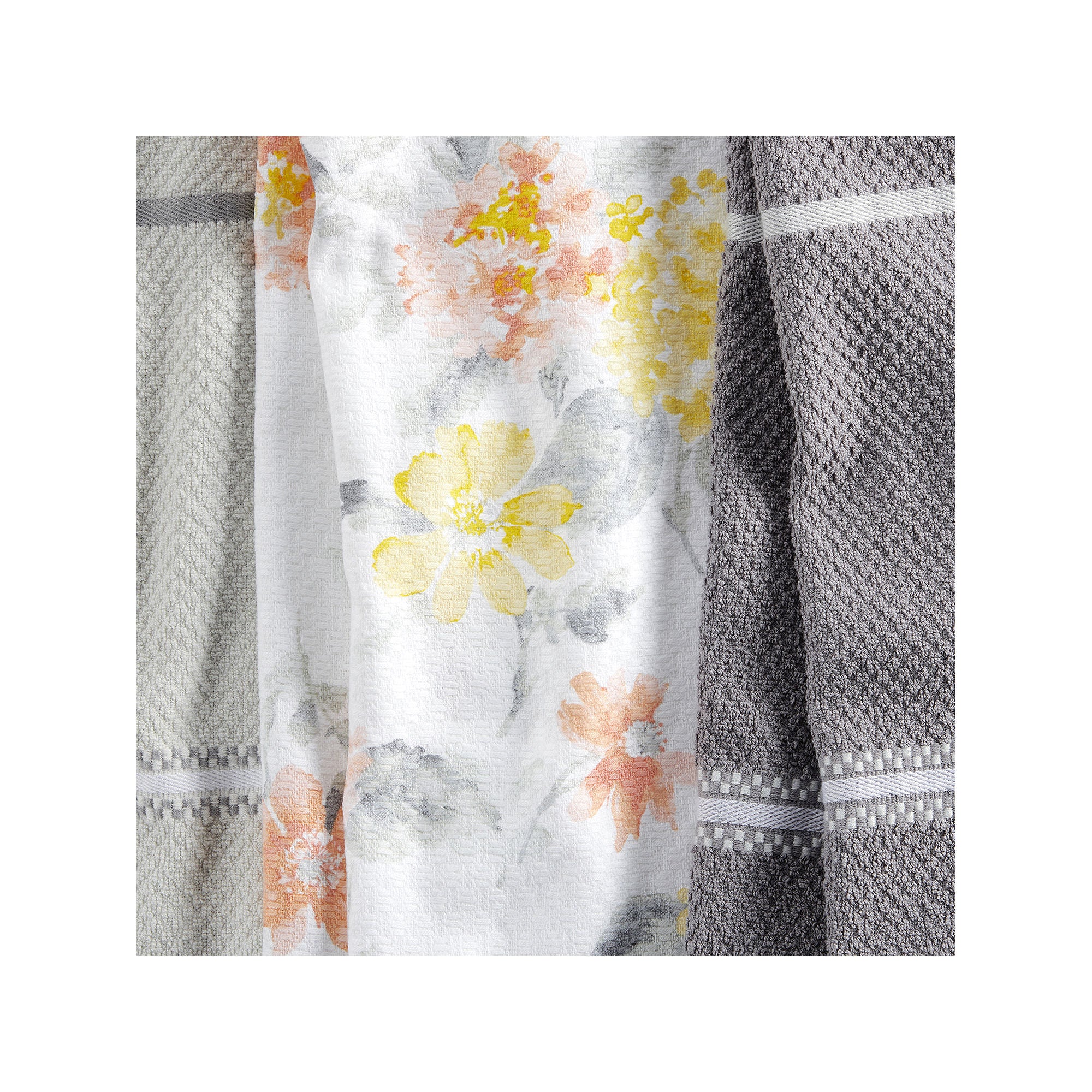 Martha Stewart Amber Floral 4-Pc. Kitchen Towel Set - YELLOW CORAL ONE SIZE