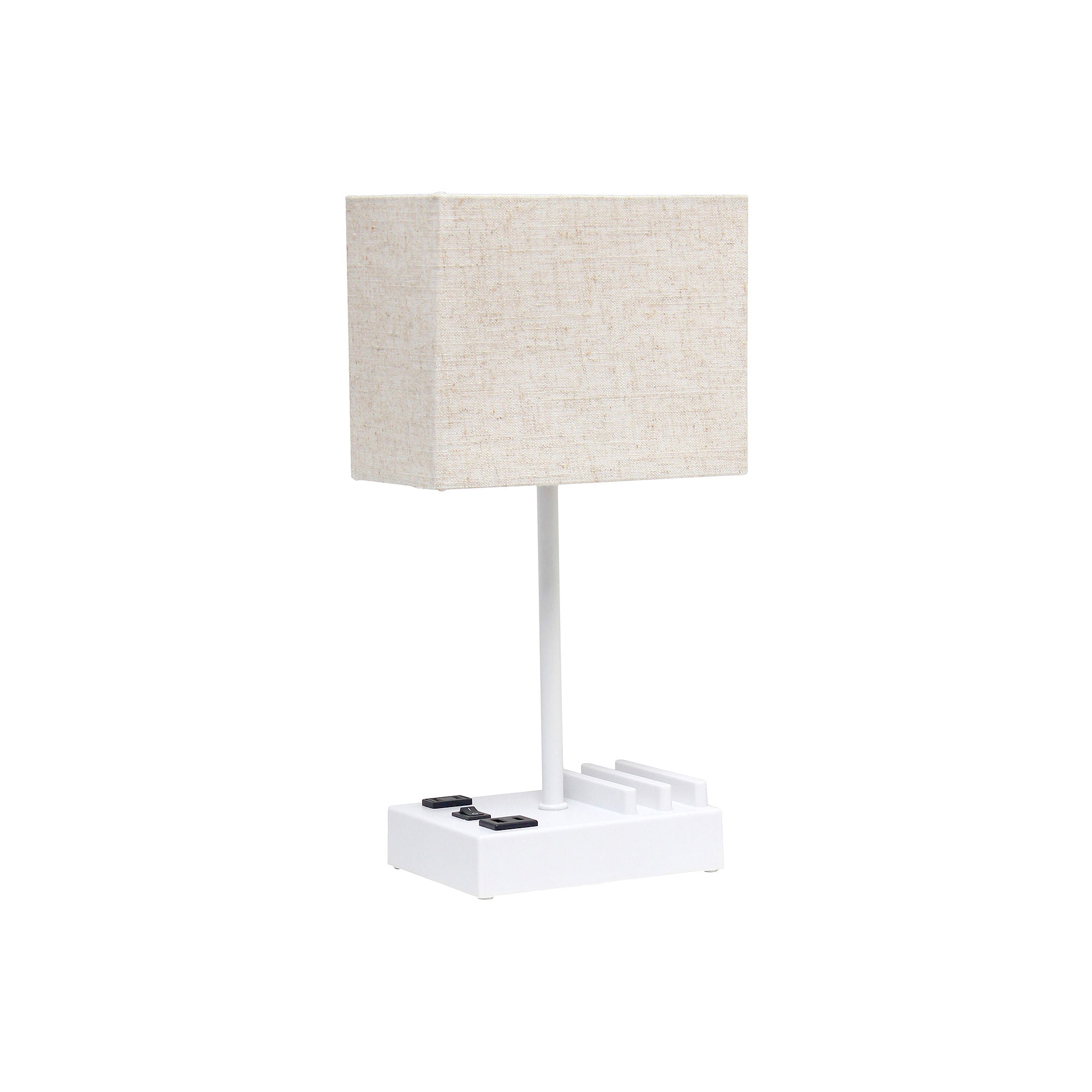All The Rages Simple Designs 2 Usb Port Plastic Table Lamp LT1110-BGW - WHITE ONE SIZE